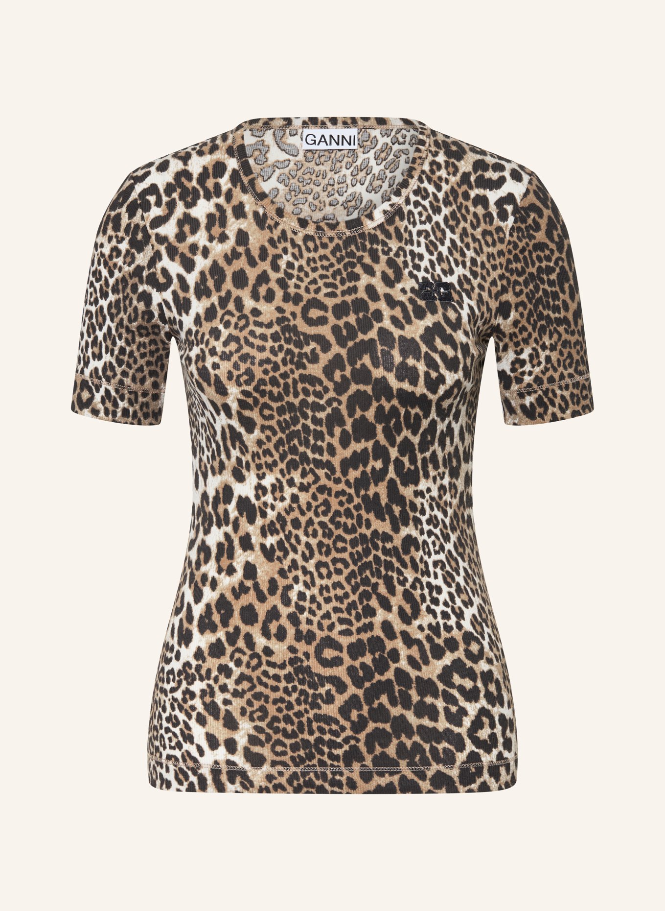 GANNI T-shirt: CAMEL / BROWN / BEIGE