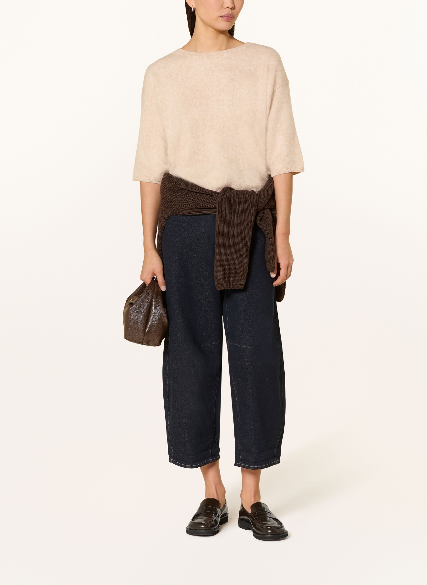 darling harbour Cashmere-Pullover mit 3/4-Arm: Sand Melange