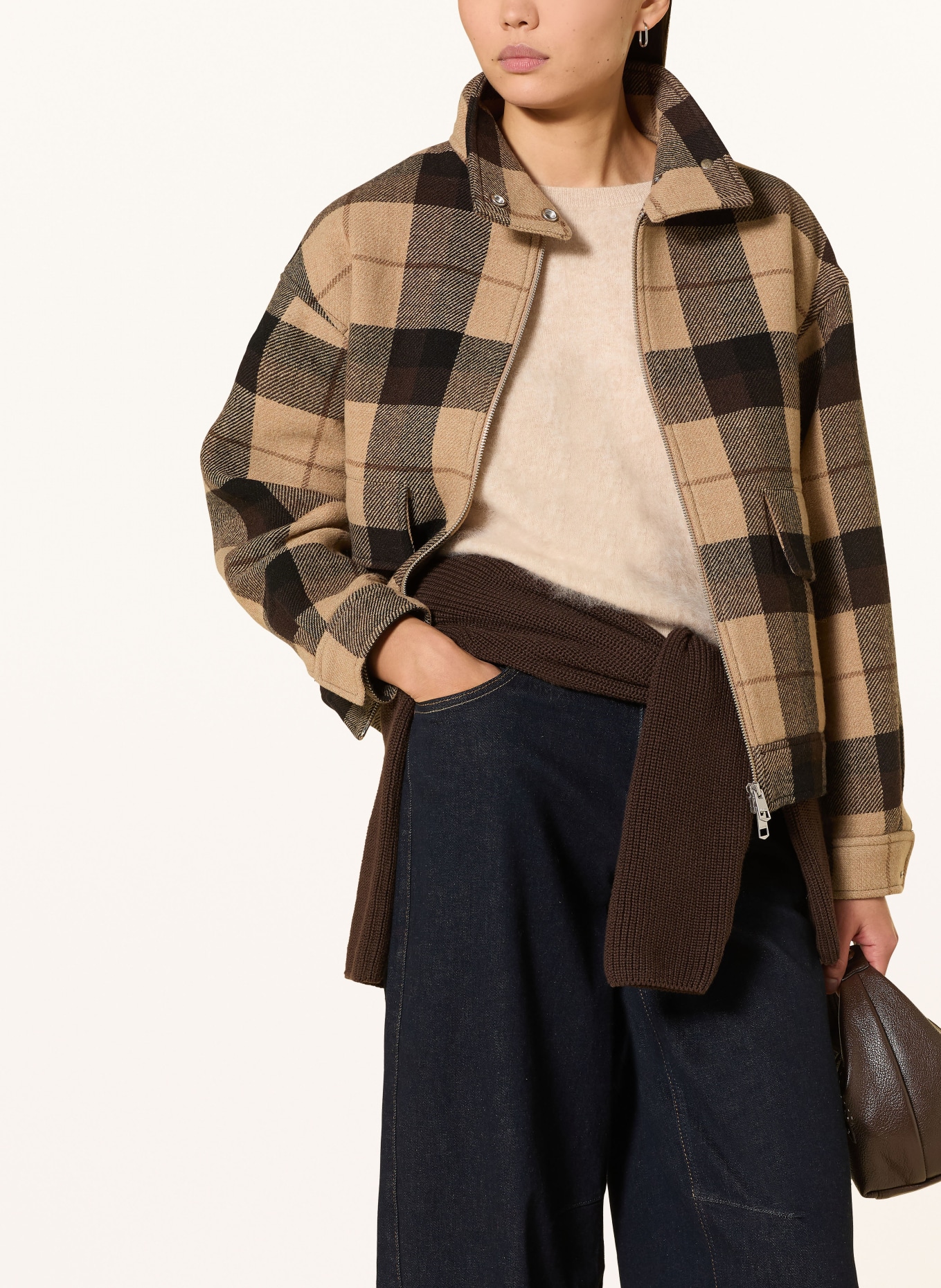 darling harbour Cashmere-Pullover mit 3/4-Arm: Sand Melange