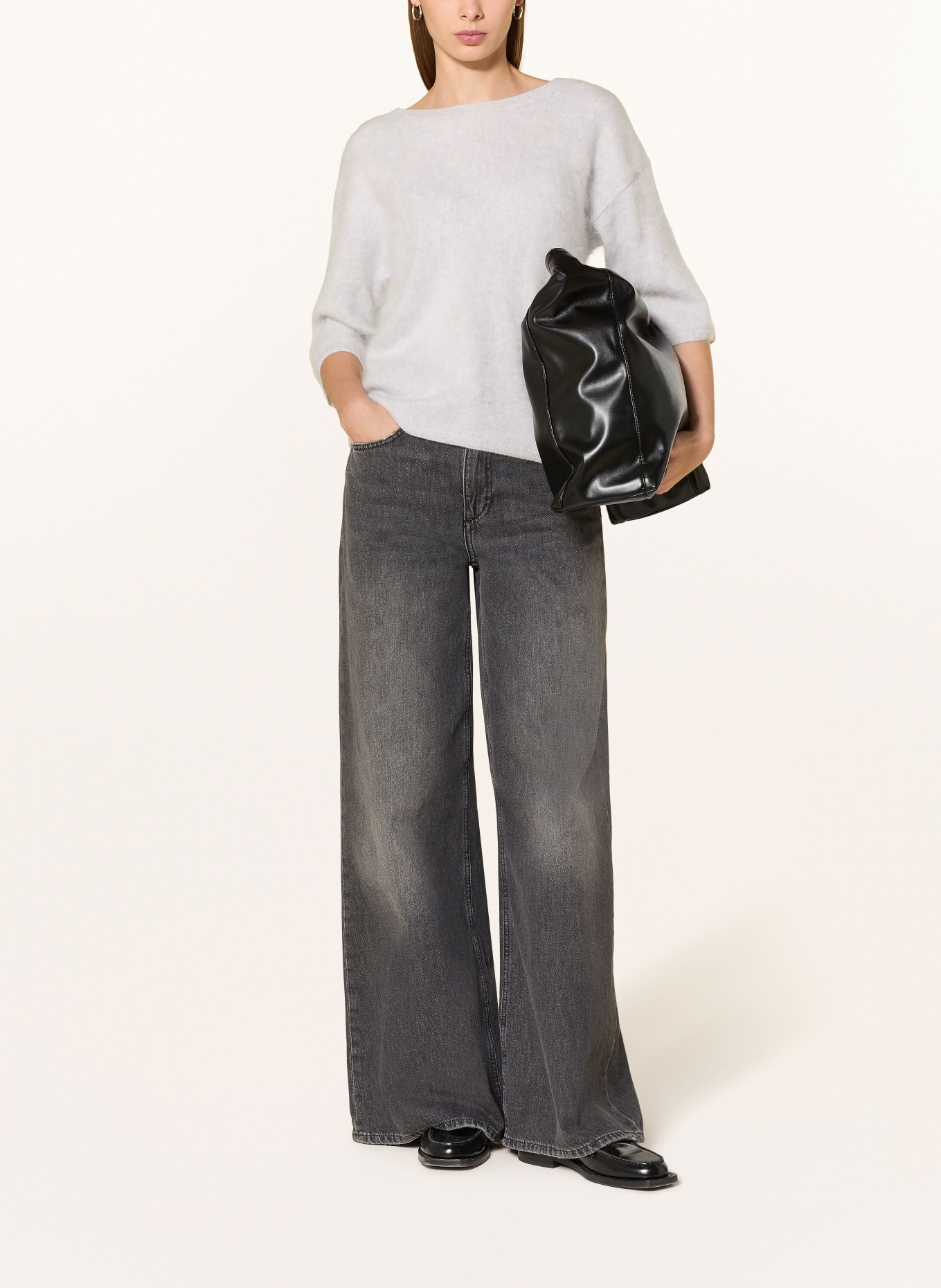 darling harbour Cashmere-Pullover mit 3/4-Arm: LIGHT GREY MELANGE