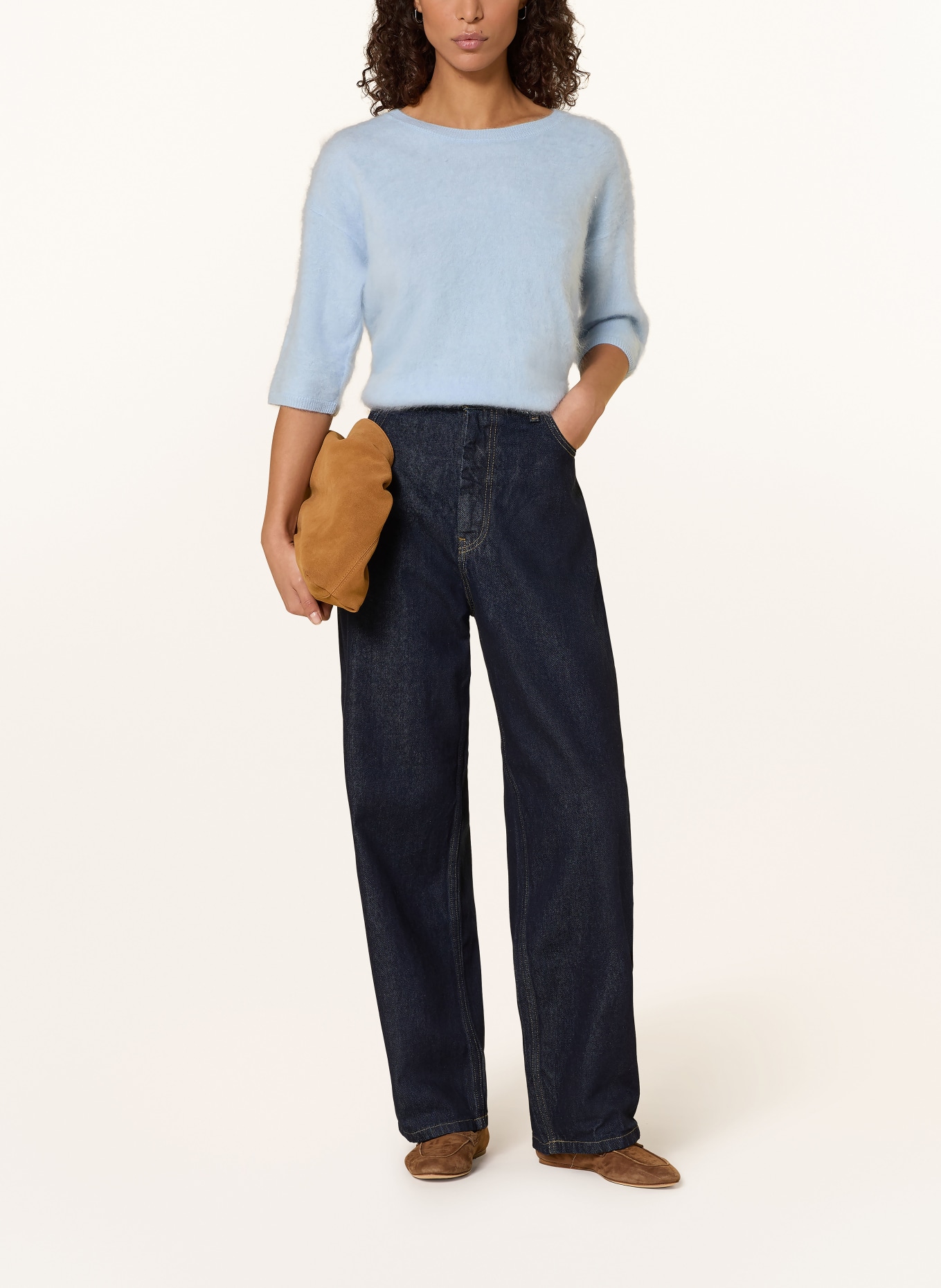 darling harbour Sweter z kaszmiru z rękawami 3/4: SKY BLUE