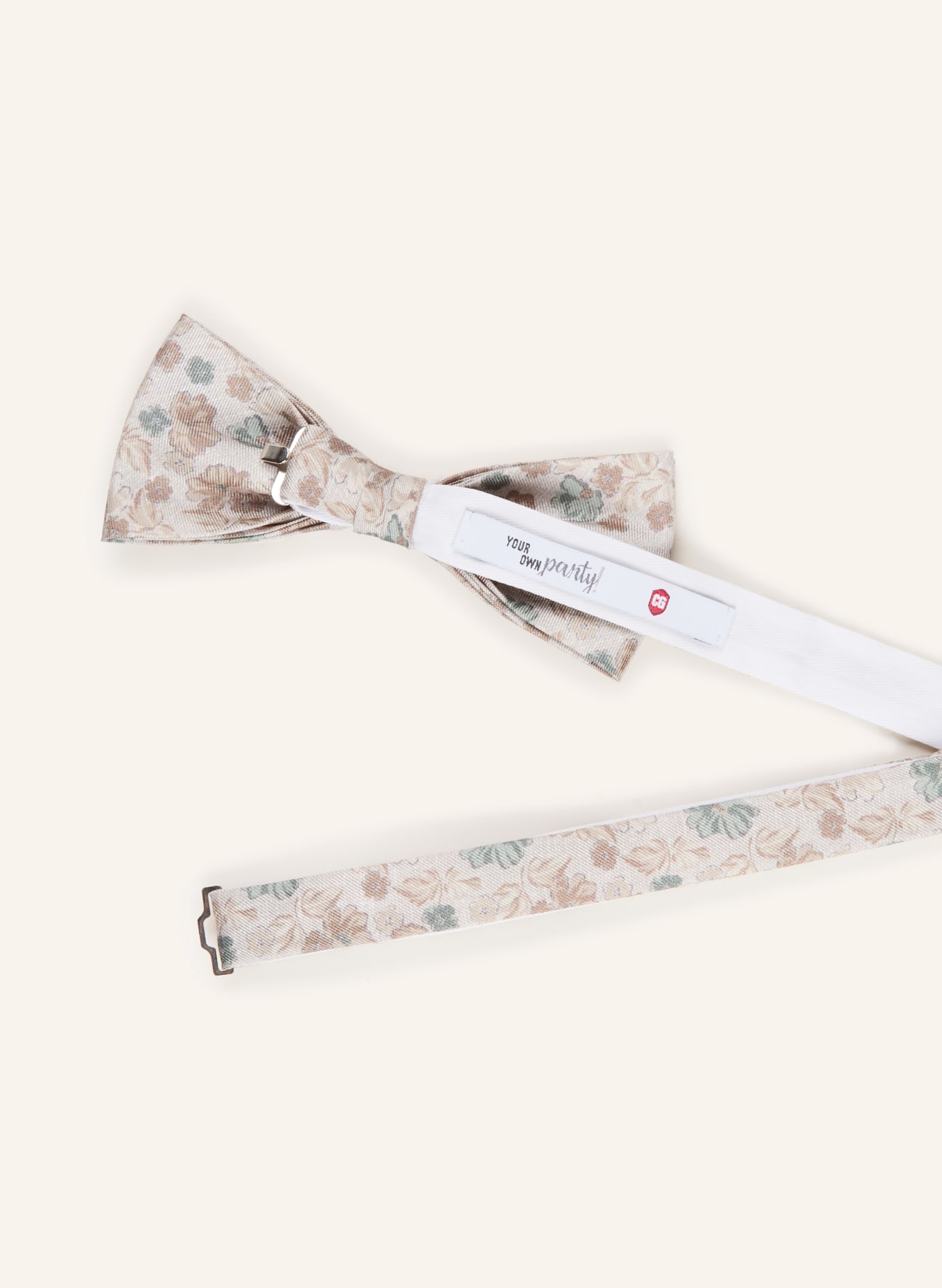 CG - CLUB of GENTS Set: Bow tie and pocket square: LIGHT GRAY / TAUPE / TEAL