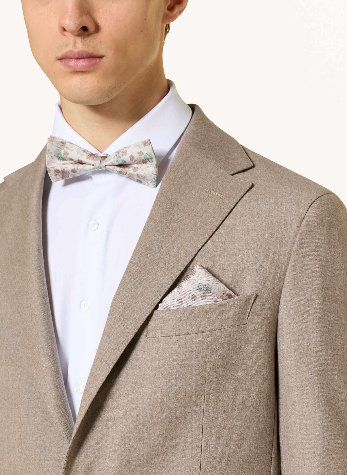 CG - CLUB of GENTS Set: Bow tie and pocket square: LIGHT GRAY / TAUPE / TEAL