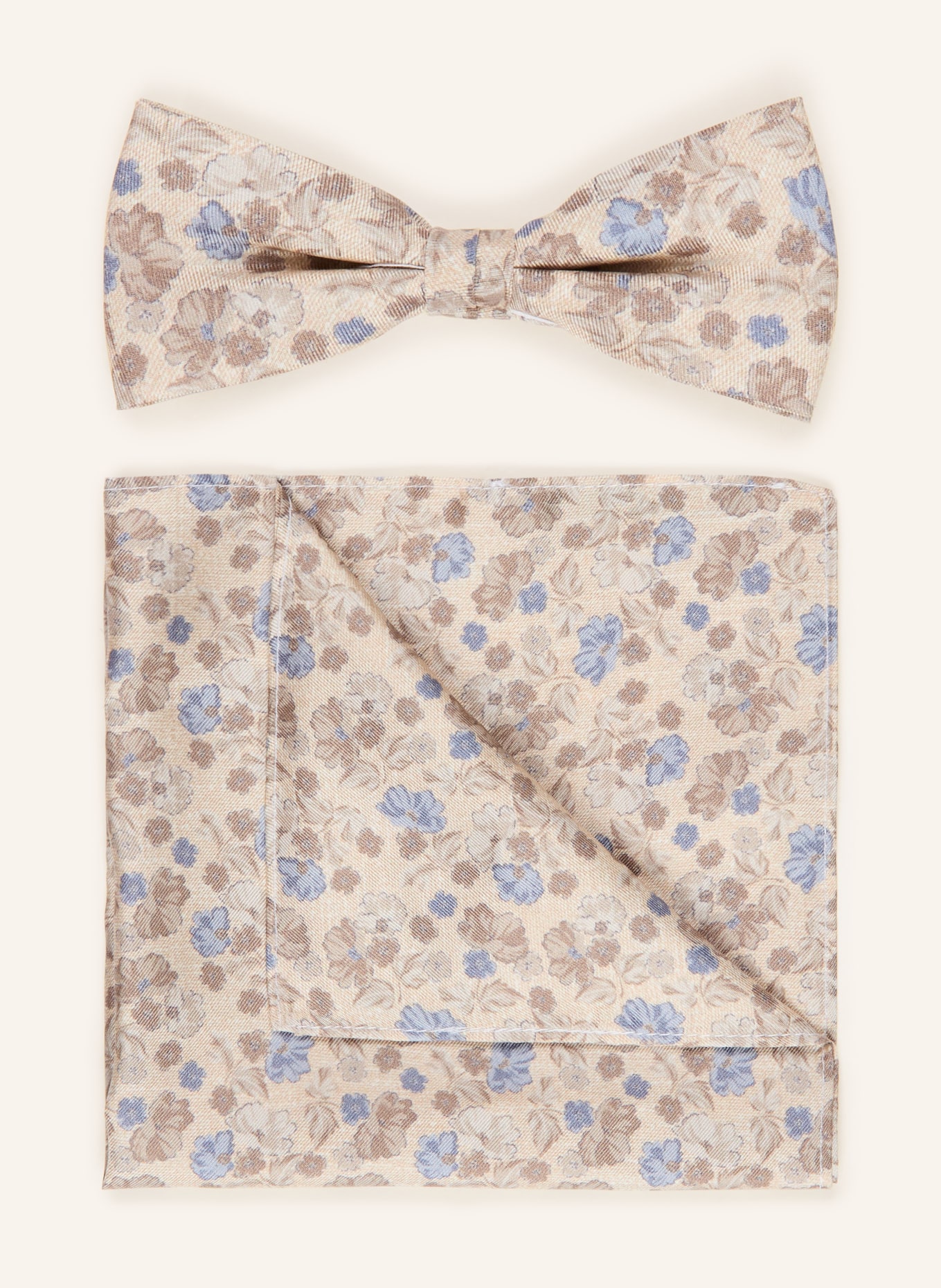CG - CLUB of GENTS Set: Bow tie and pocket square: BEIGE / TAUPE / LIGHT BLUE