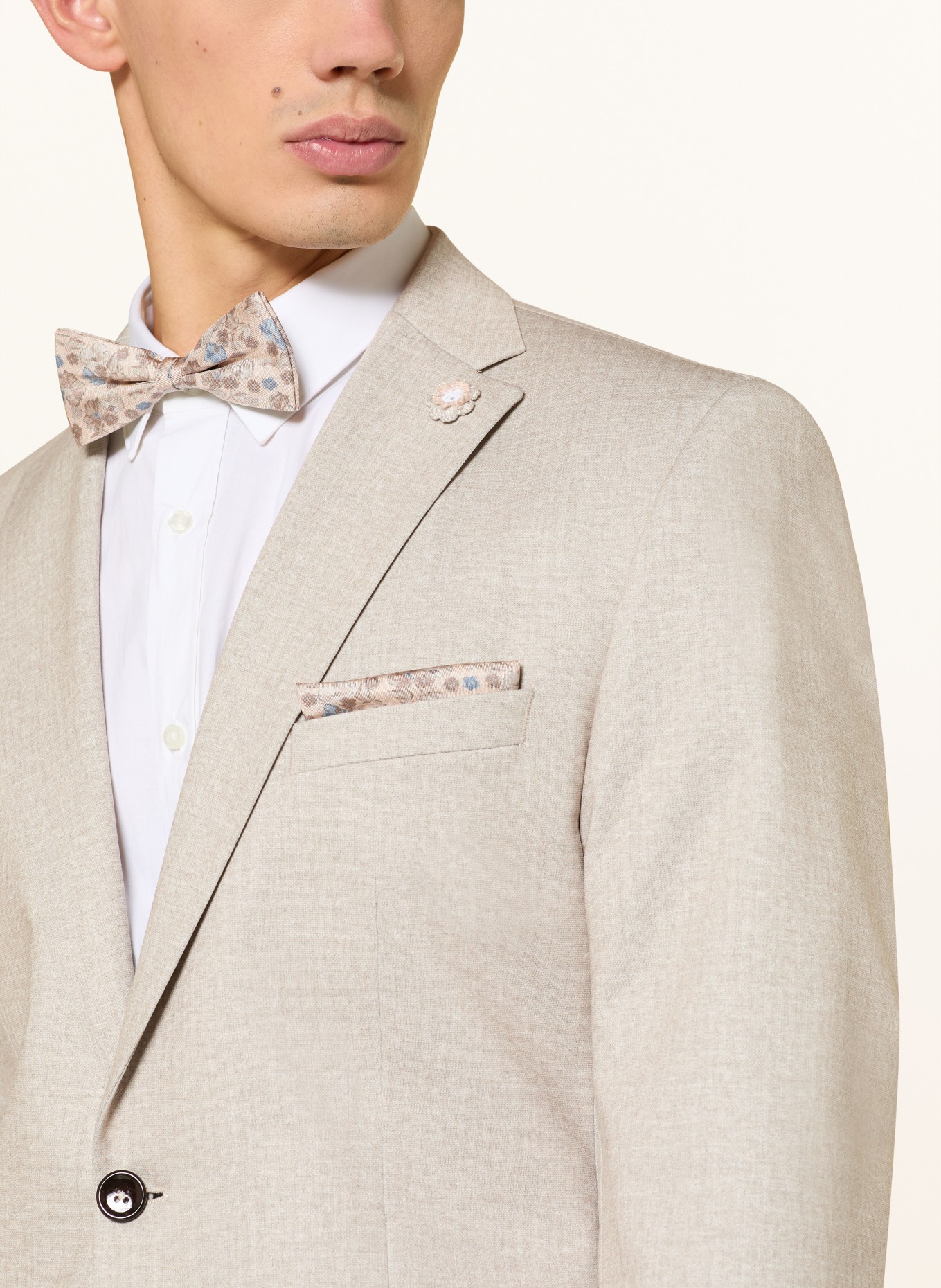 CG - CLUB of GENTS Set: Bow tie and pocket square: BEIGE / TAUPE / LIGHT BLUE