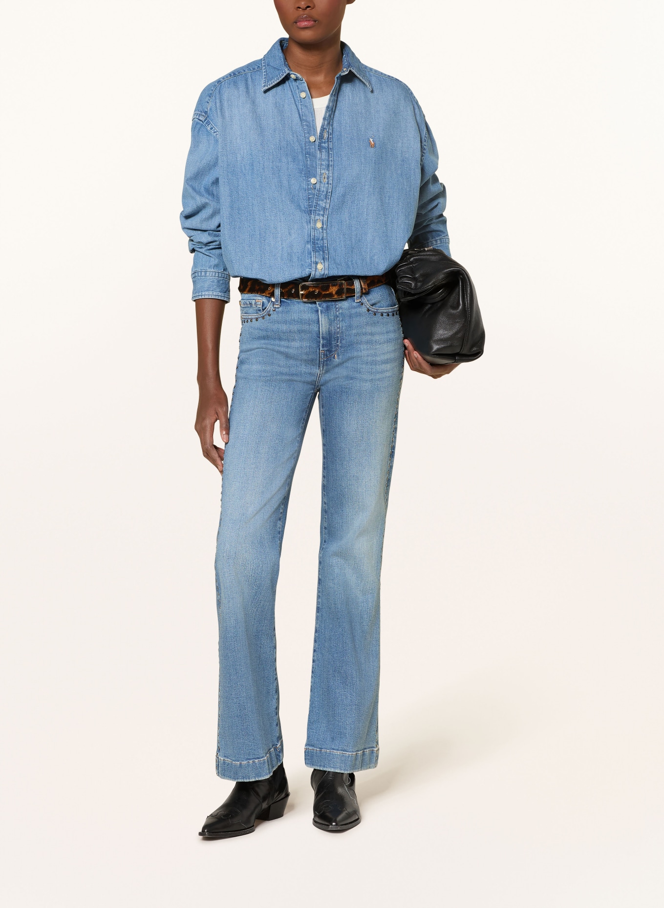 7 for all mankind Flared Jeans DOJO TAILORLESS mit Nieten: 1ZT Retro Fade