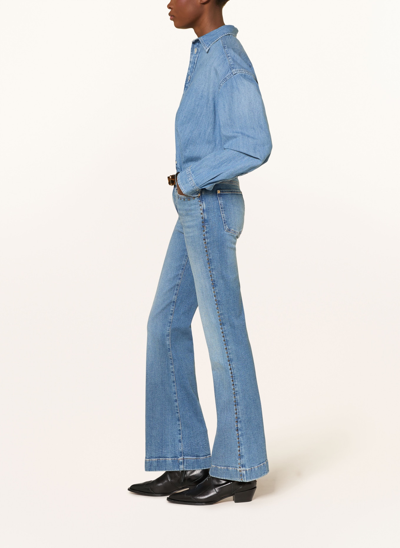 7 for all mankind Flared Jeans DOJO TAILORLESS mit Nieten: 1ZT Retro Fade