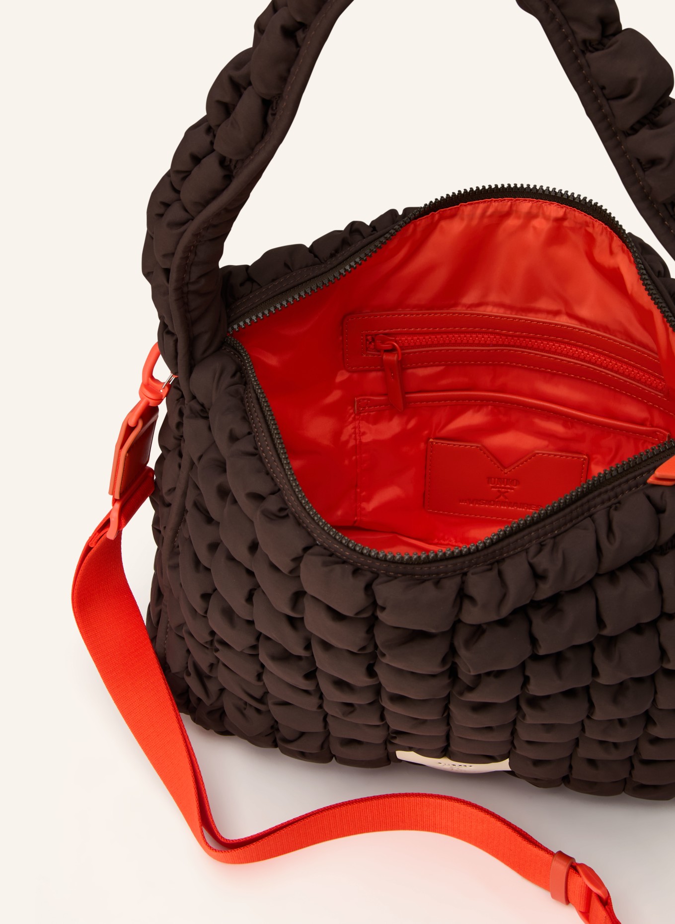 UNIO BUBBLE shoulder bag: DARK BROWN / ORANGE