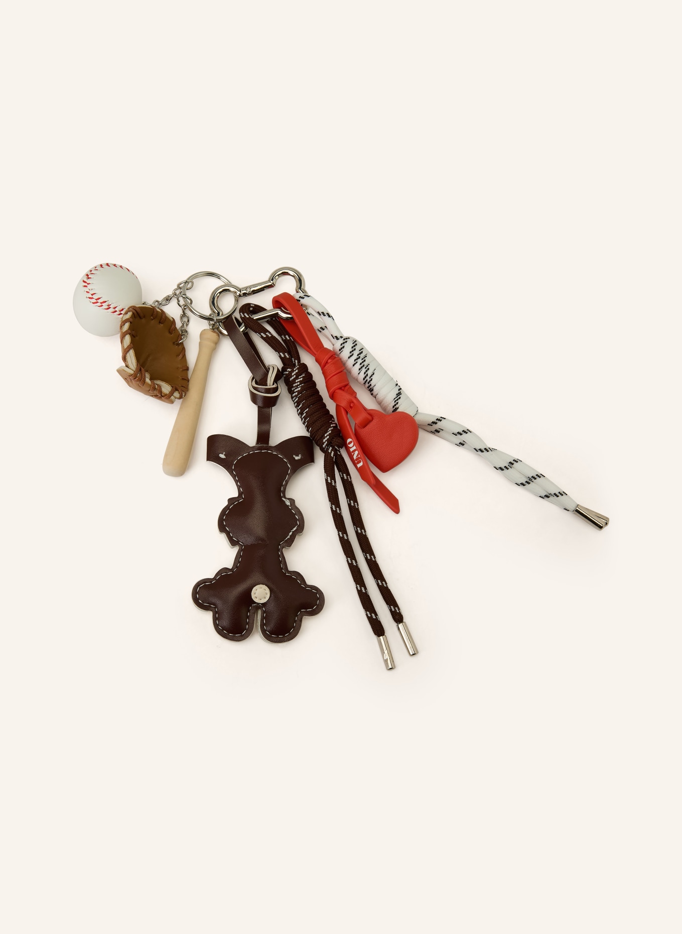 UNIO brelok do torebki: CIEMNOBRĄZOWY / BEŻOWY / BIAŁY