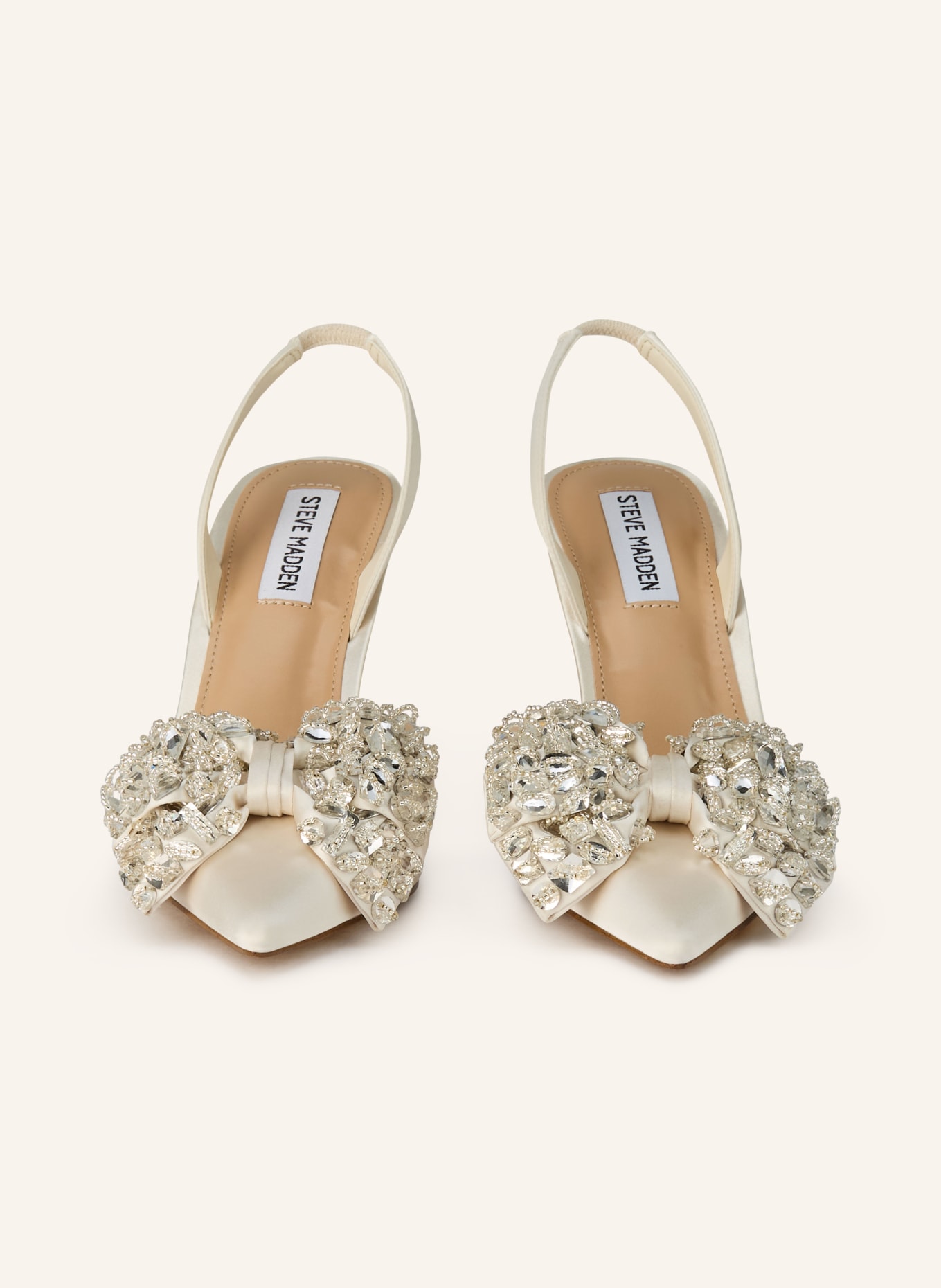 STEVE MADDEN Czółenka Sling LOVIE z kamieniami ozdobnymi: ECRU