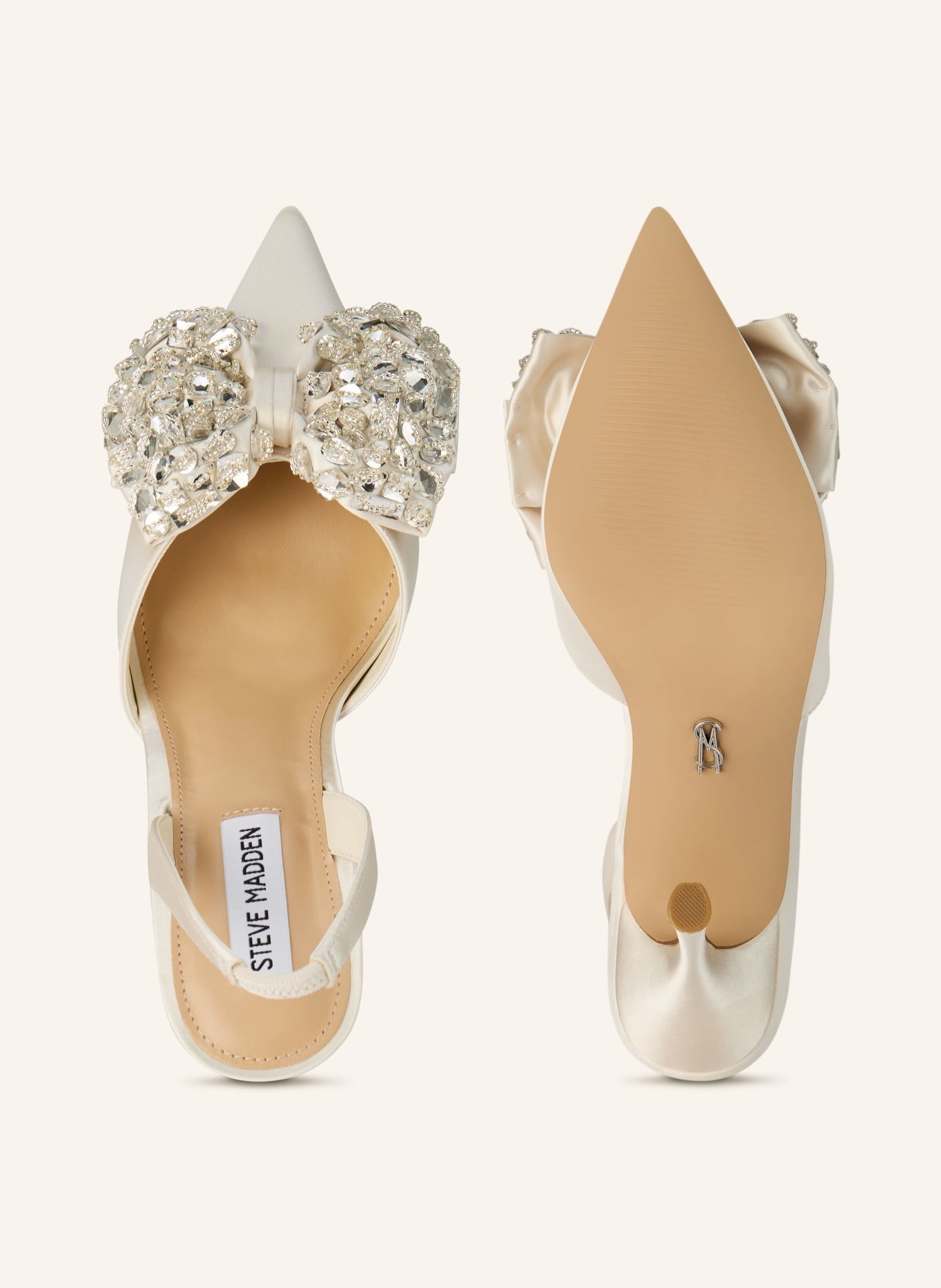 STEVE MADDEN Czółenka Sling LOVIE z kamieniami ozdobnymi: ECRU