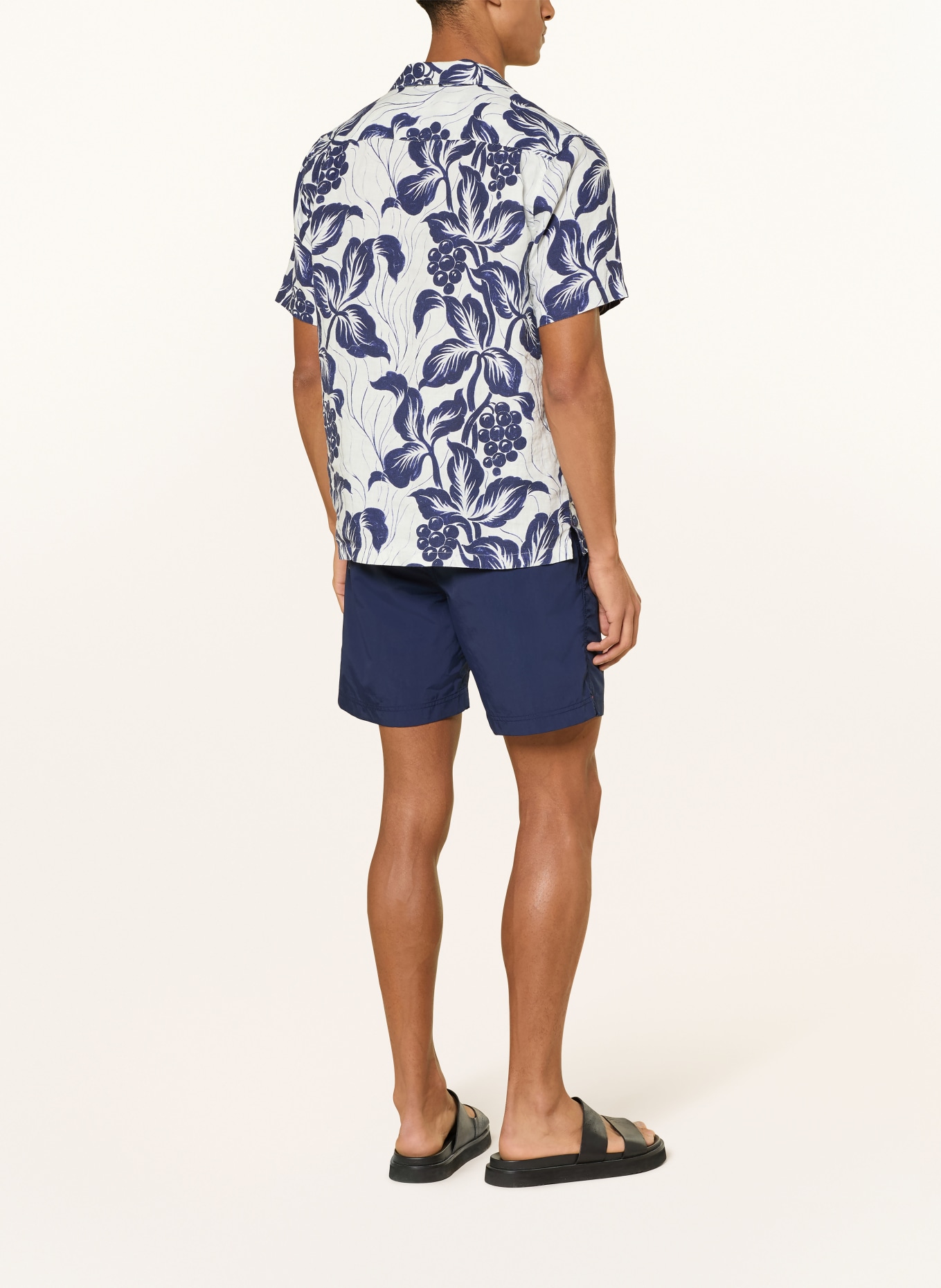 ORLEBAR BROWN Resorthemd MAITAN Regular Fit aus Leinen: DUNKELBLAU / WEISS