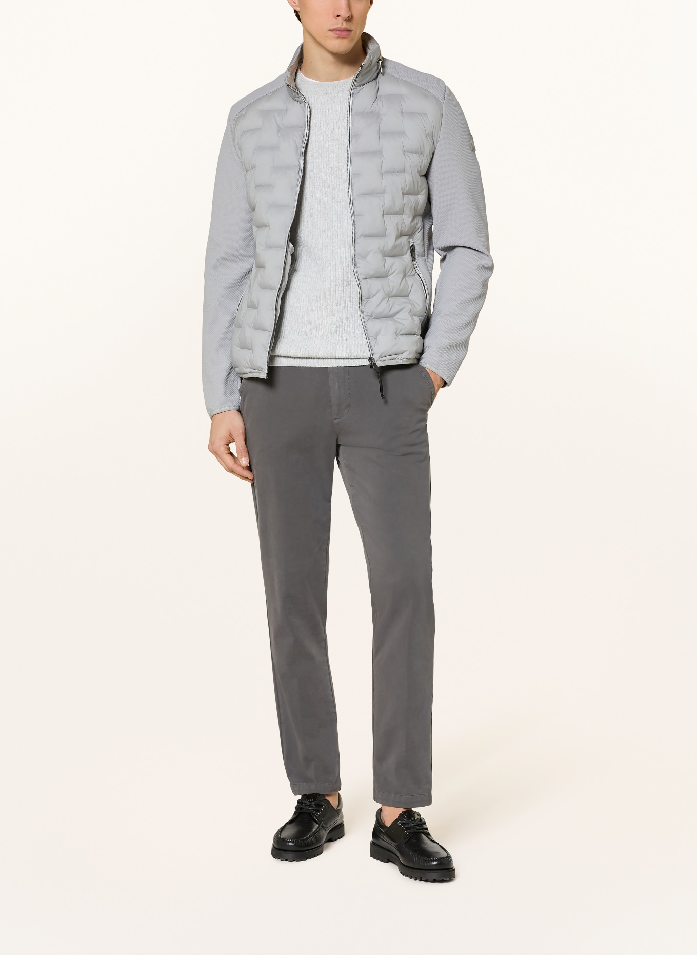 MILESTONE MSNERANO quilted jacket in a material blend with DUPONT™ SORONA® insulation: LIGHT GRAY