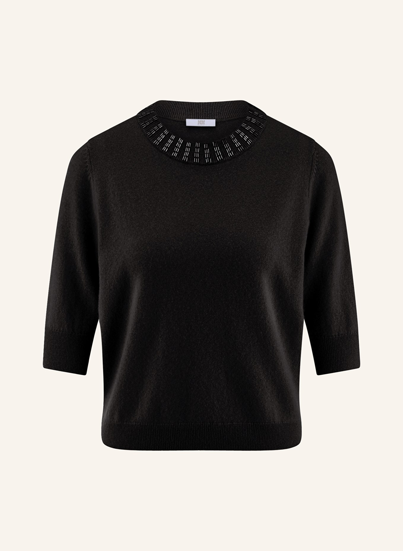 RIANI Strickshirt mit Cashmere und Schmucksteinen: SCHWARZ
