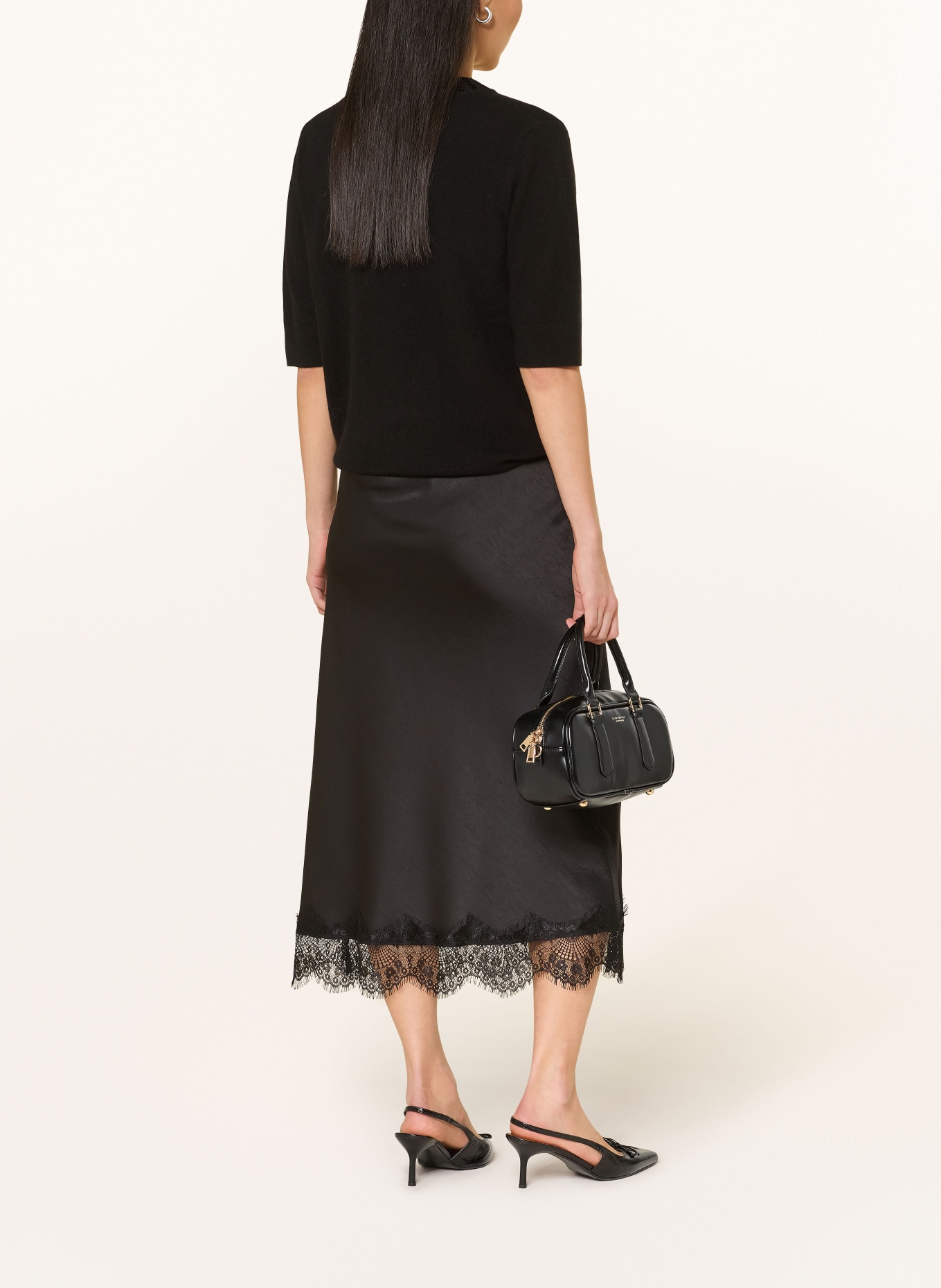 RIANI Strickshirt mit Cashmere und Schmucksteinen: SCHWARZ