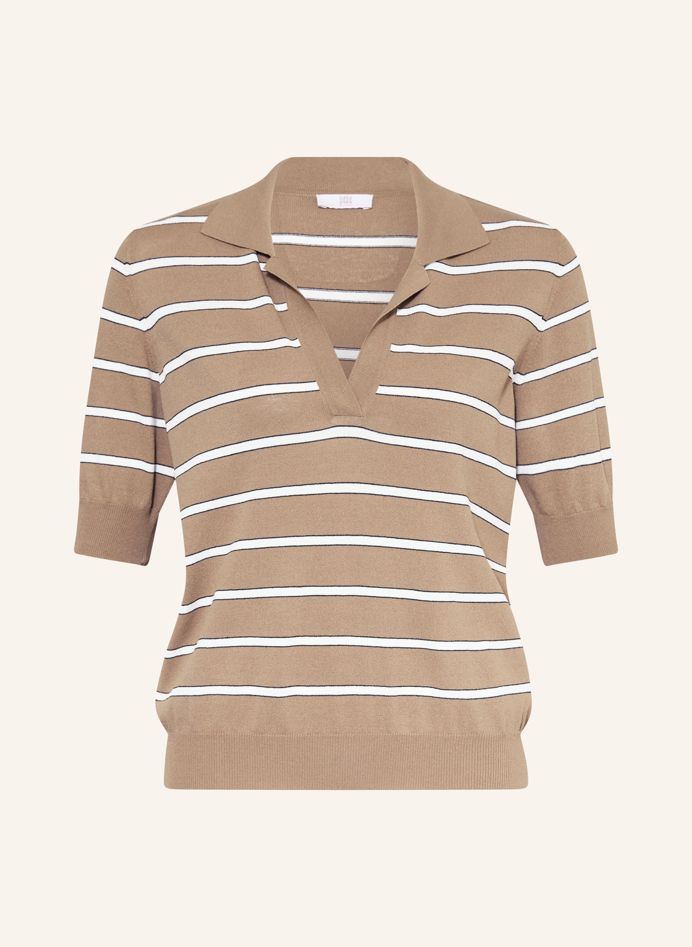 RIANI Strick-Poloshirt: HELLBRAUN / WEISS / SCHWARZ