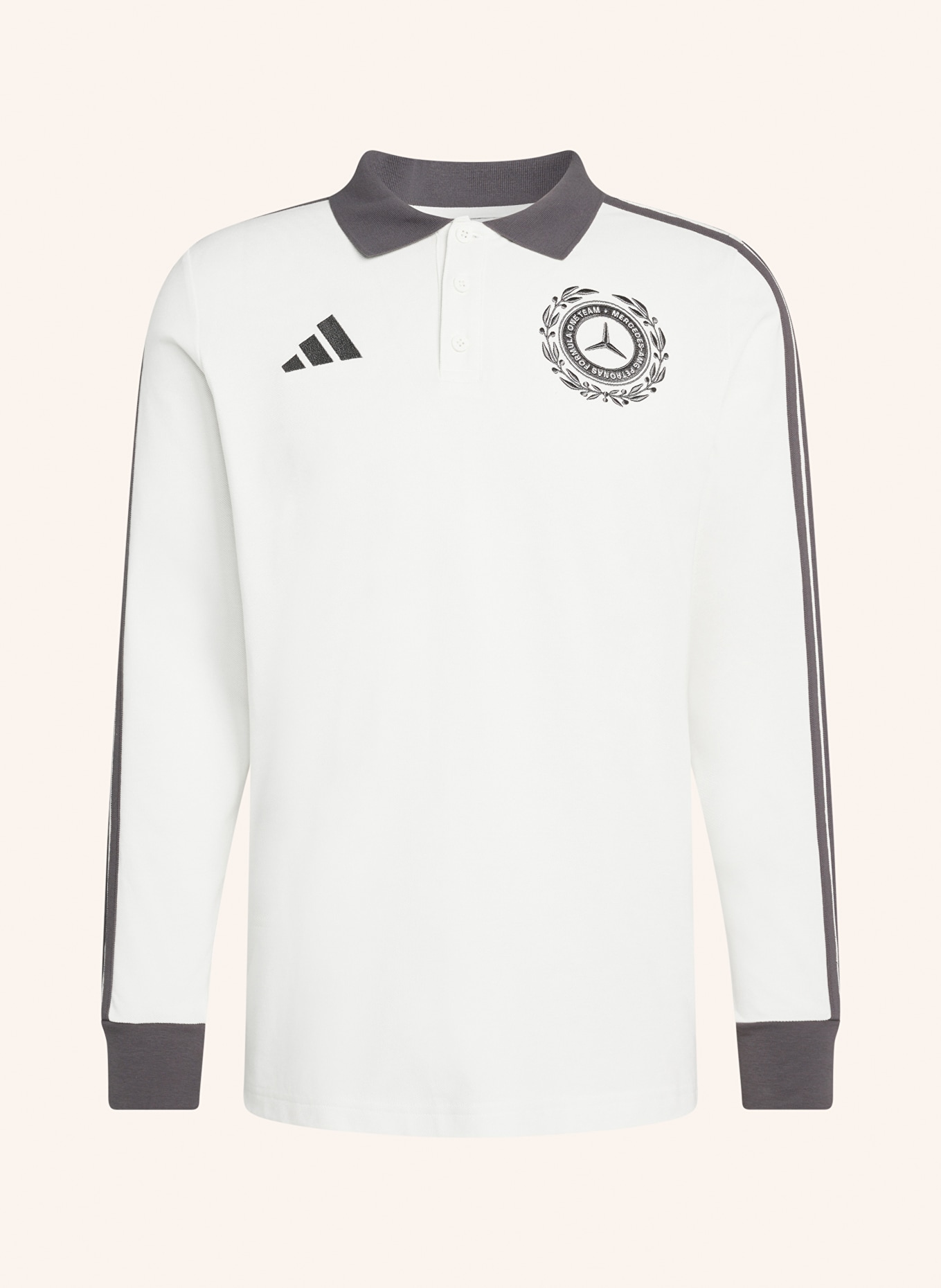 adidas Piqué-Poloshirt MERCEDES - AMG PETRONAS FORMULA ONE TEAM: CREME / DUNKELGRAU