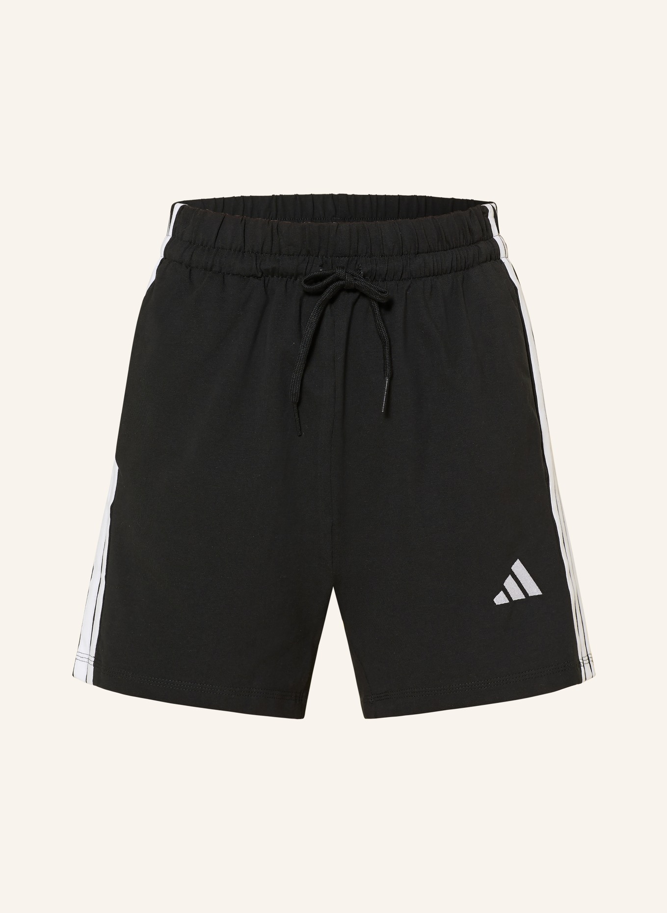 adidas ESSENTIALS 3-STRIPE Shorts: BLACK / WHITE