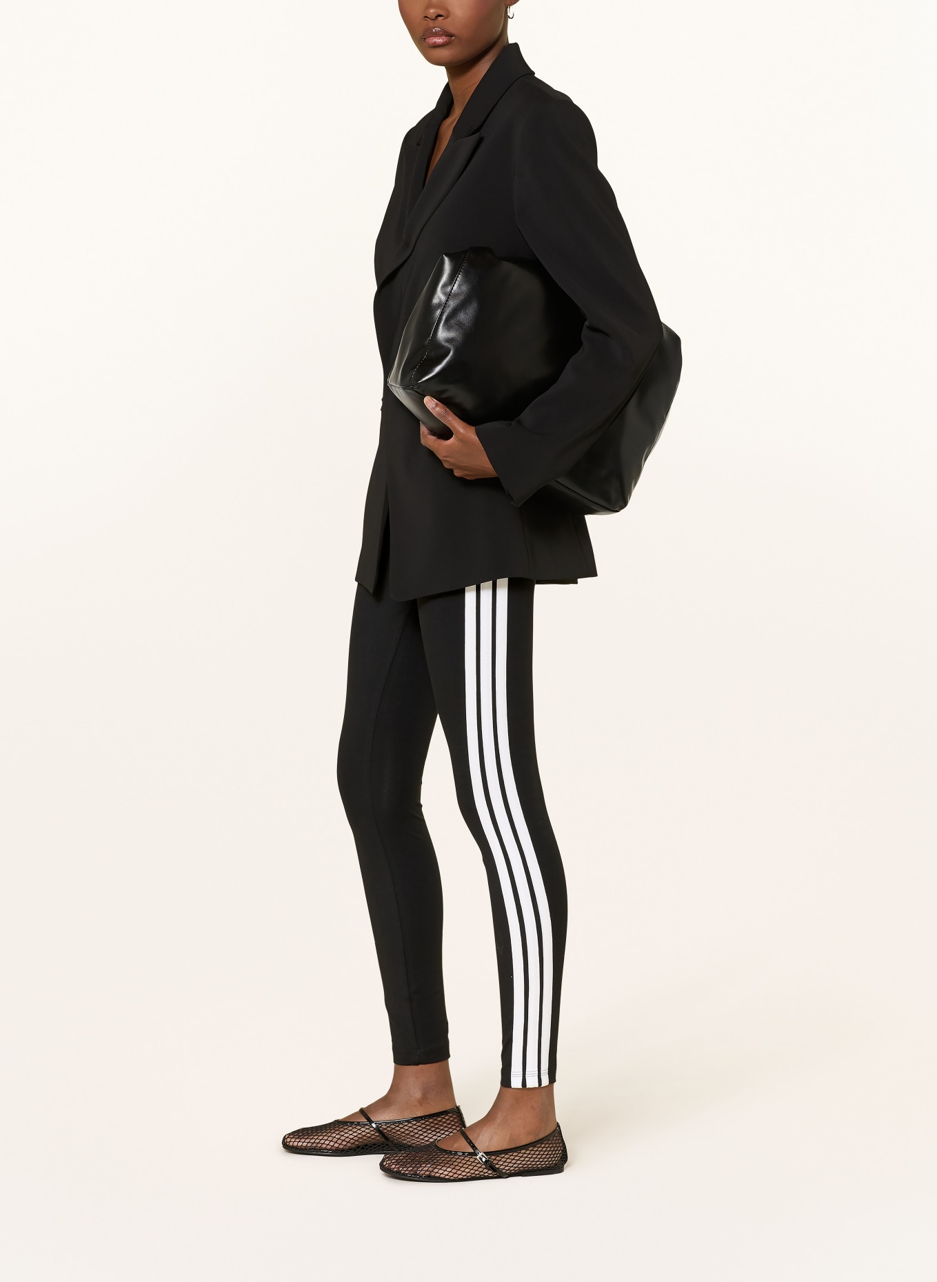 adidas ESSENTIALS 3-STRIPE TIGHTS: BLACK
