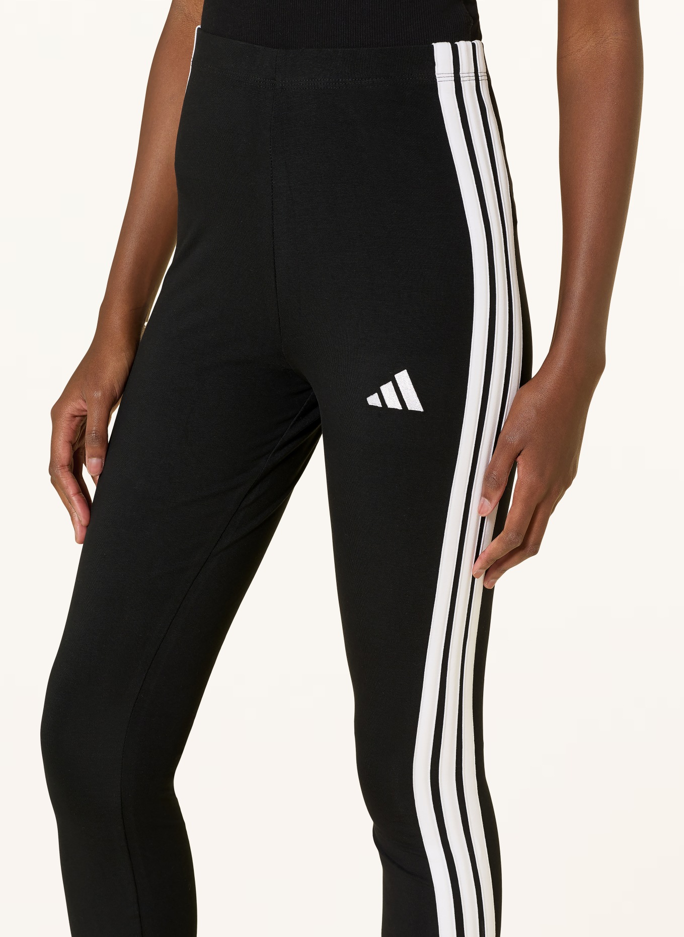 adidas ESSENTIALS 3-STRIPE TIGHTS: BLACK