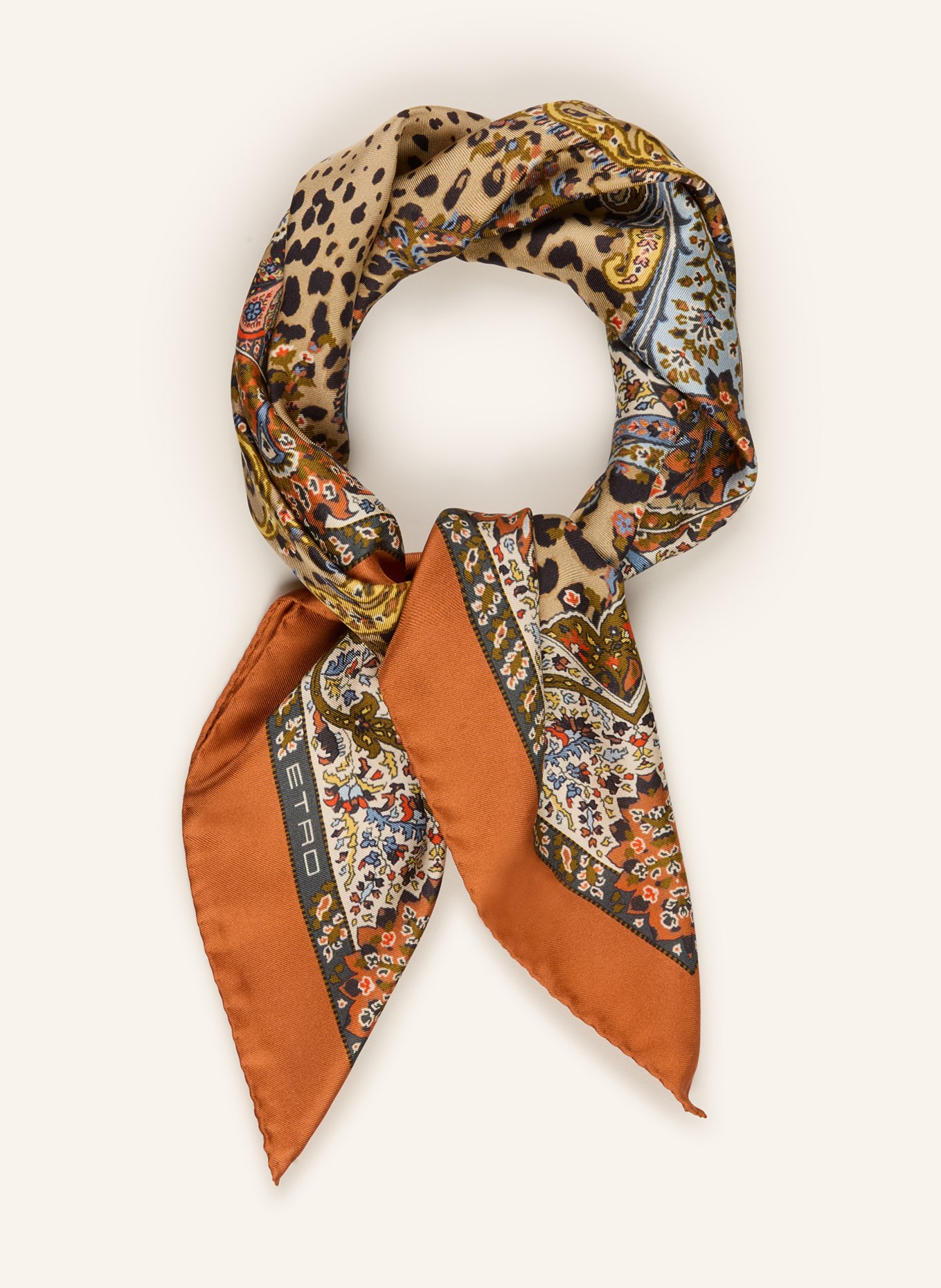 ETRO Seidentuch TURANDOT: KHAKI / DUNKELORANGE / OLIV
