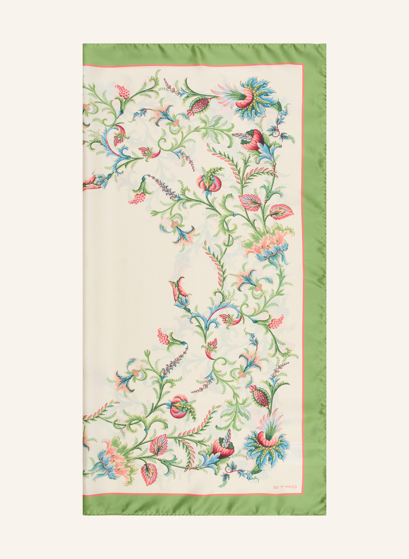 ETRO Seidentuch: CREME / HELLROT / GRÜN