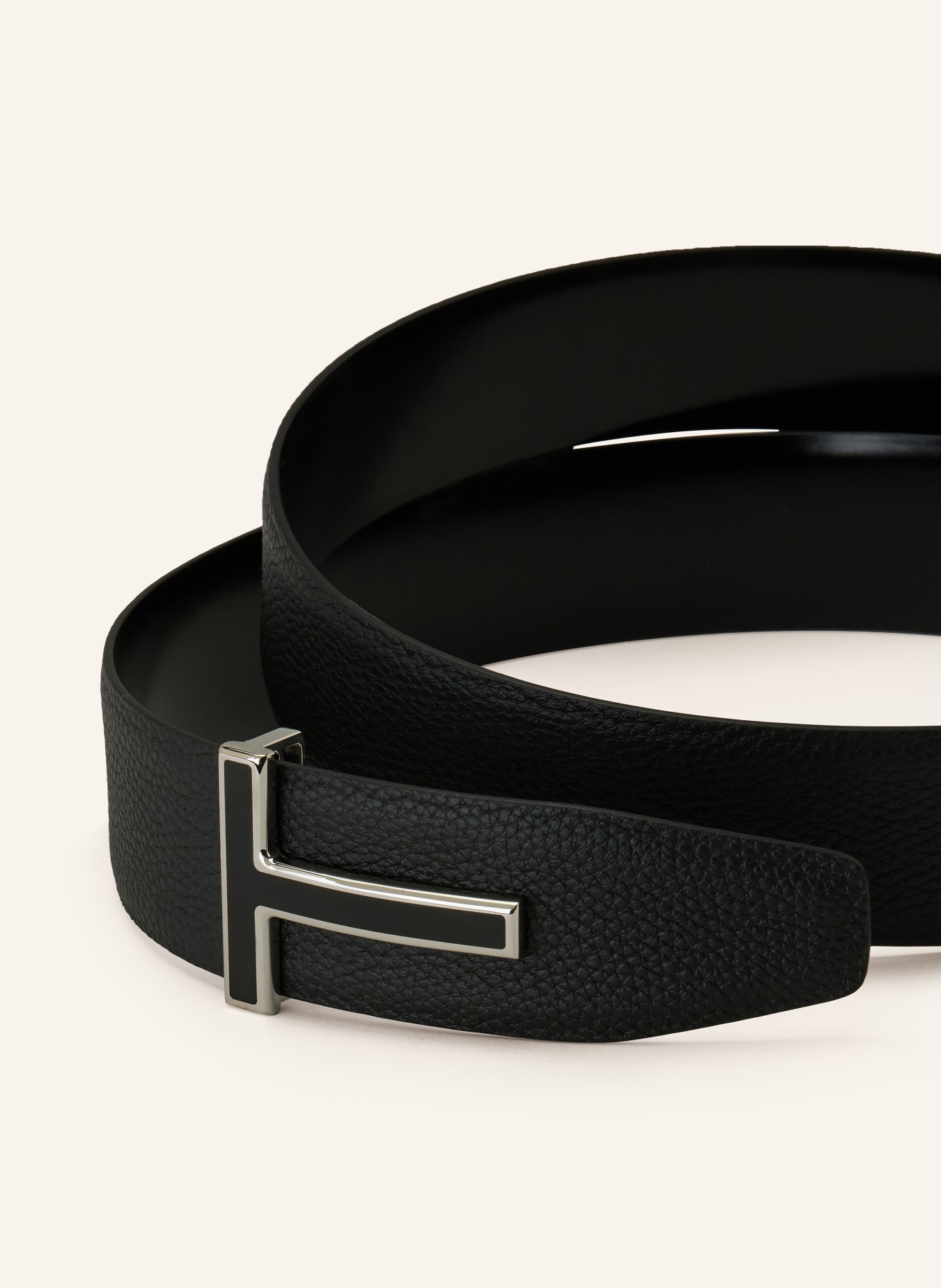 TOM FORD Skórzany pasek dwustronny: CZARNY / SREBRNY