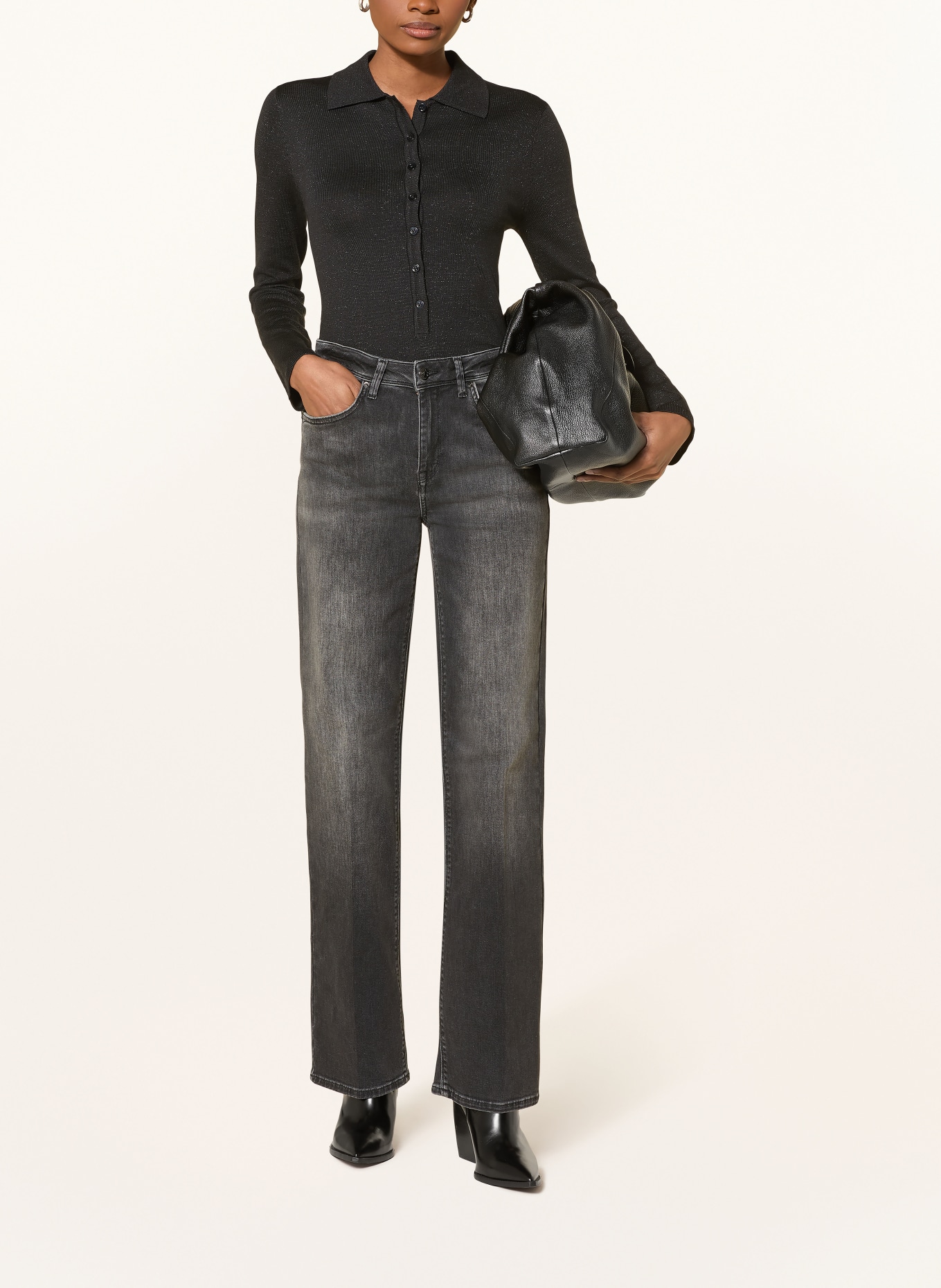 SELECTED Femme Sweater with glitter yarn: BLACK