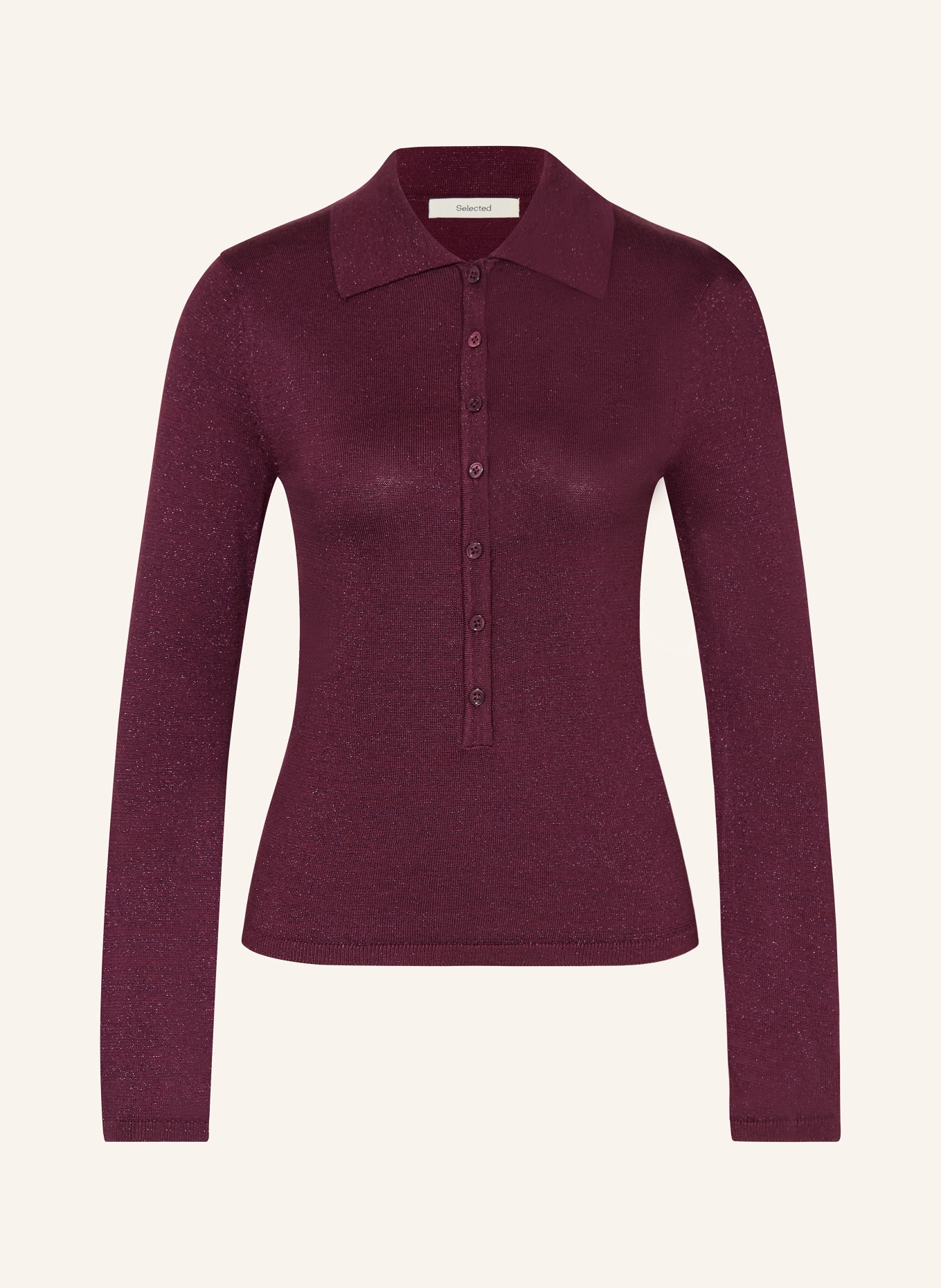 SELECTED Femme Sweater with glitter yarn: DARK RED
