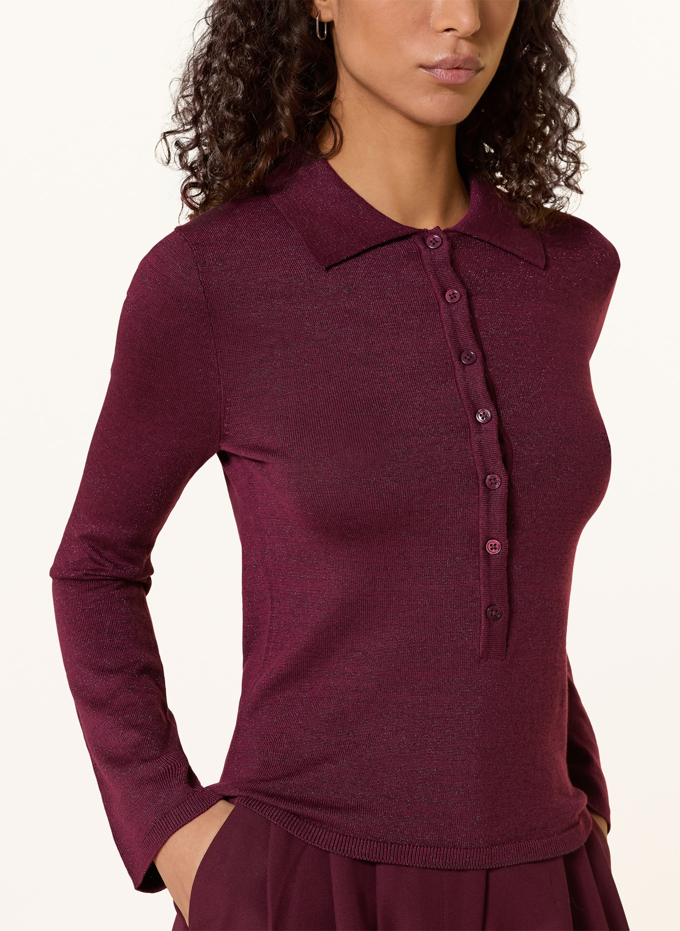 SELECTED Femme Sweater with glitter yarn: DARK RED