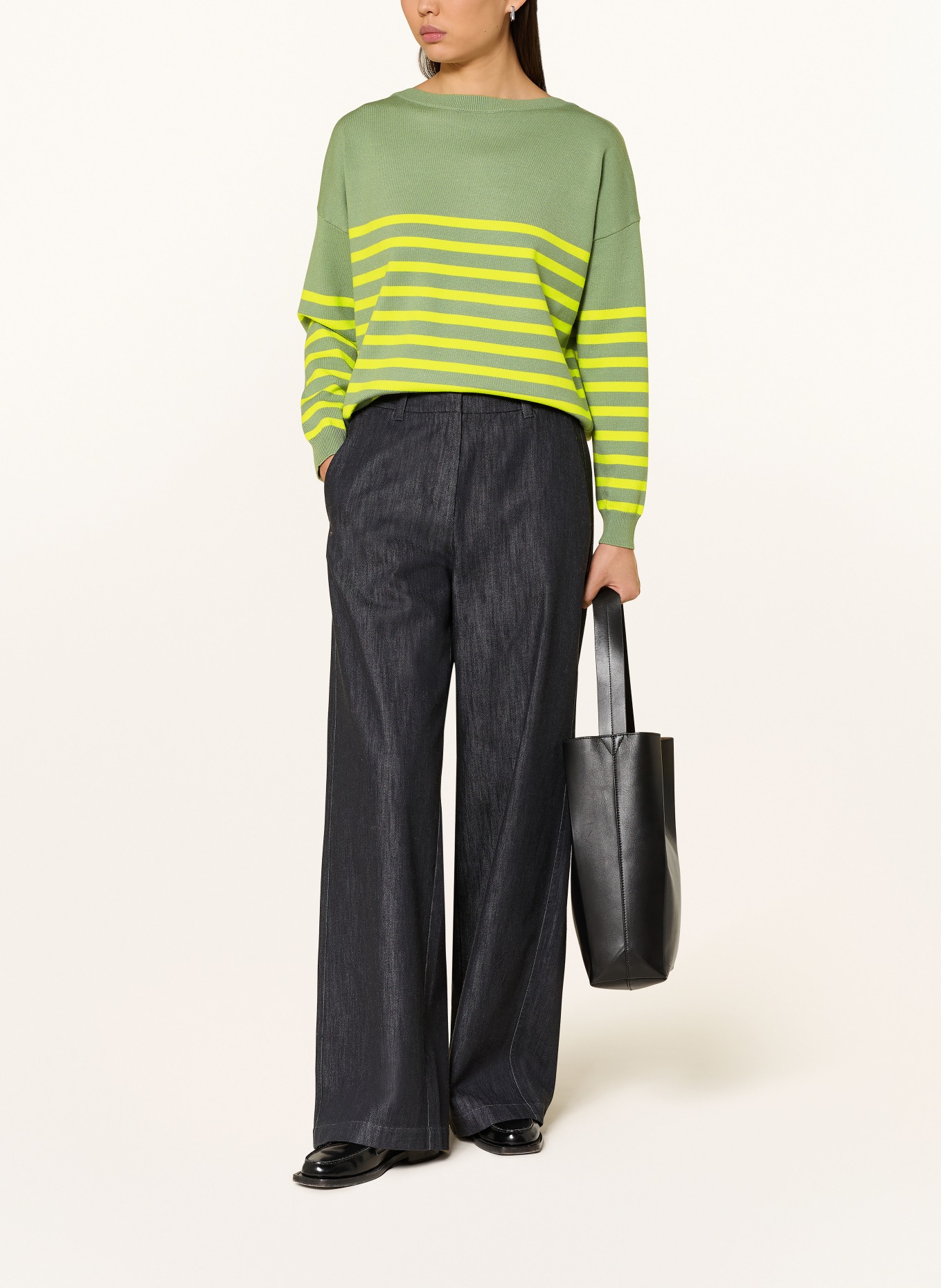 CARTOON sweater: OLIVE / NEON YELLOW