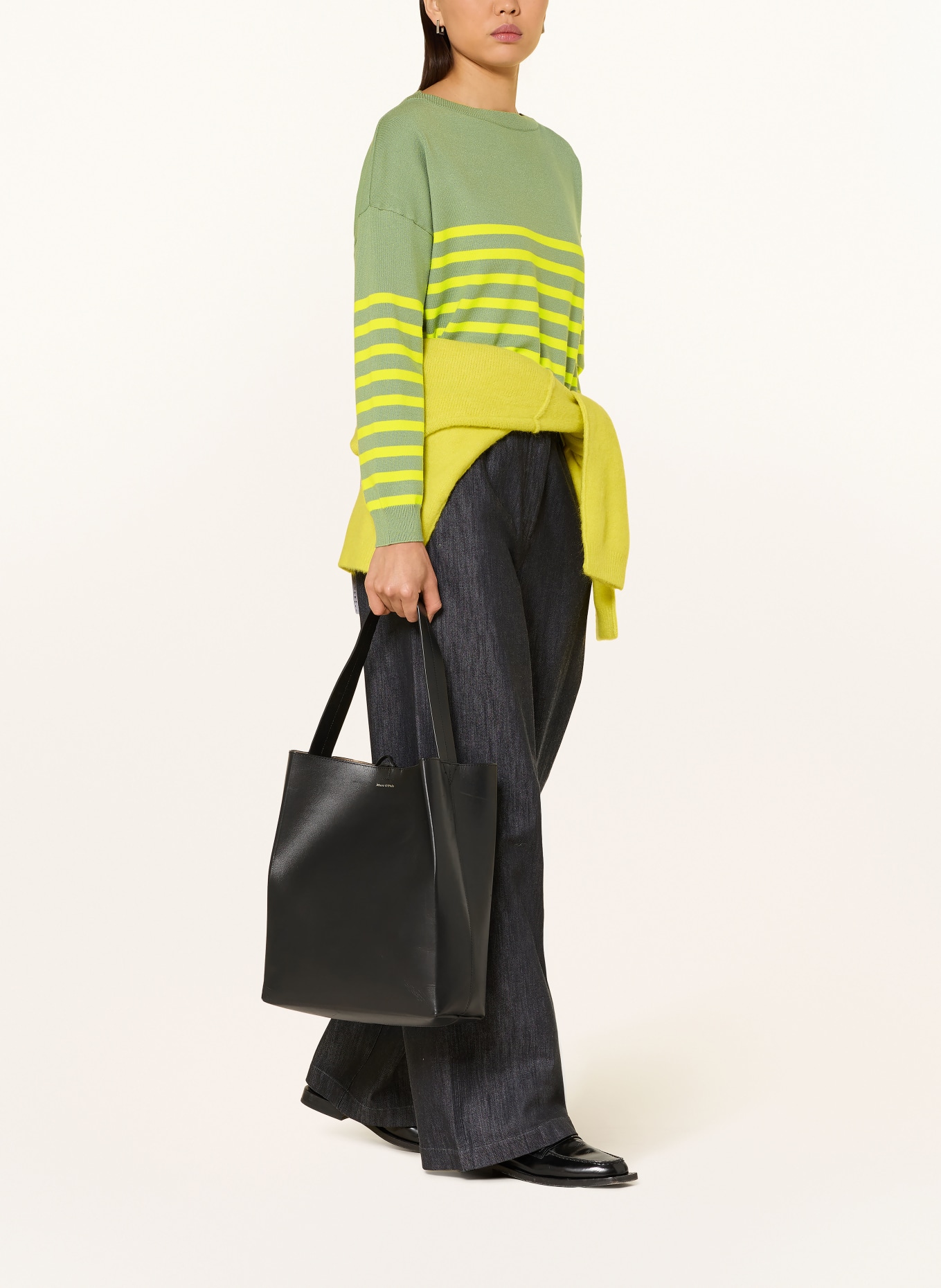 CARTOON sweater: OLIVE / NEON YELLOW