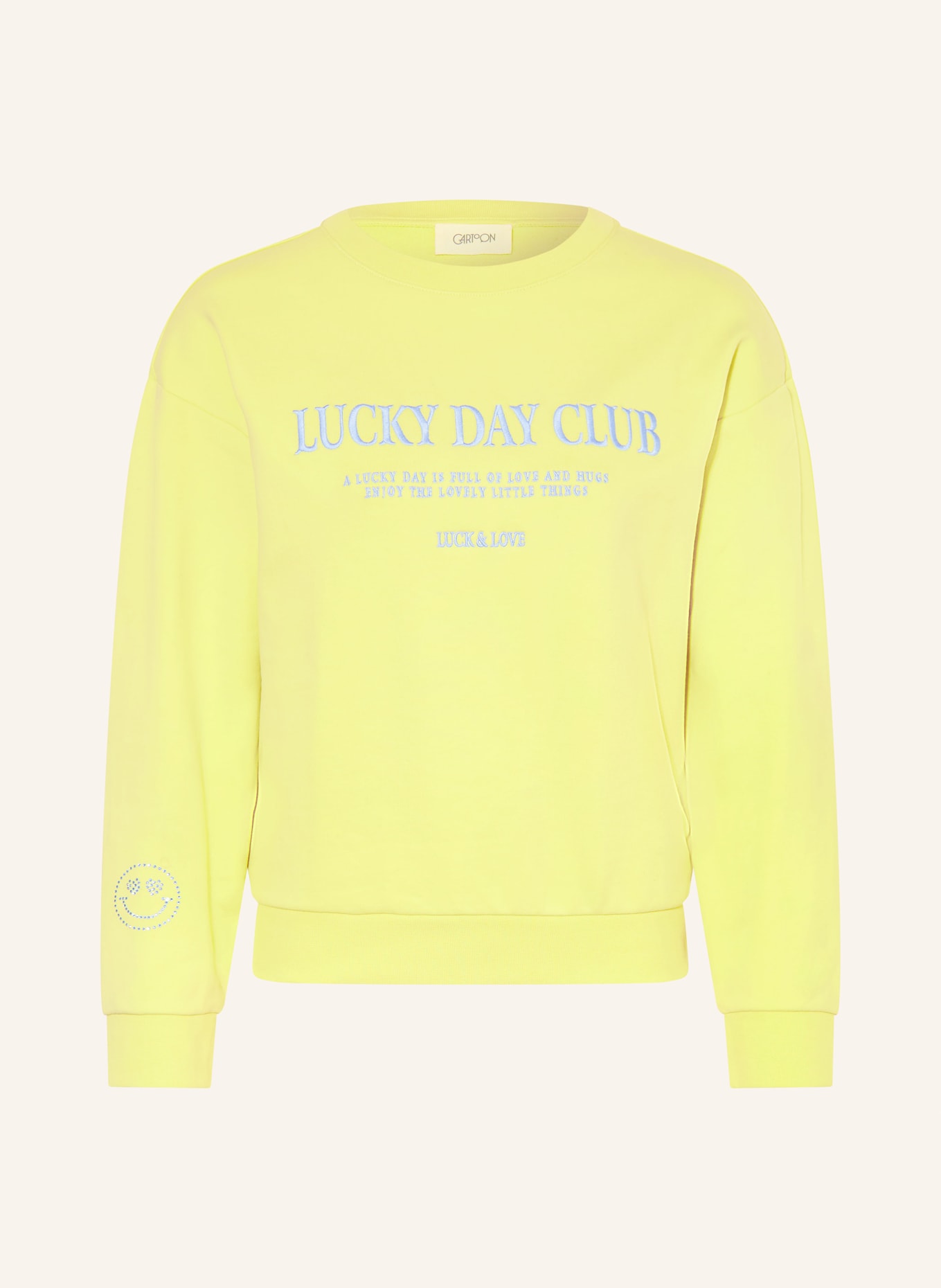 CARTOON Sweatshirt with rhinestones: LIGHT GREEN