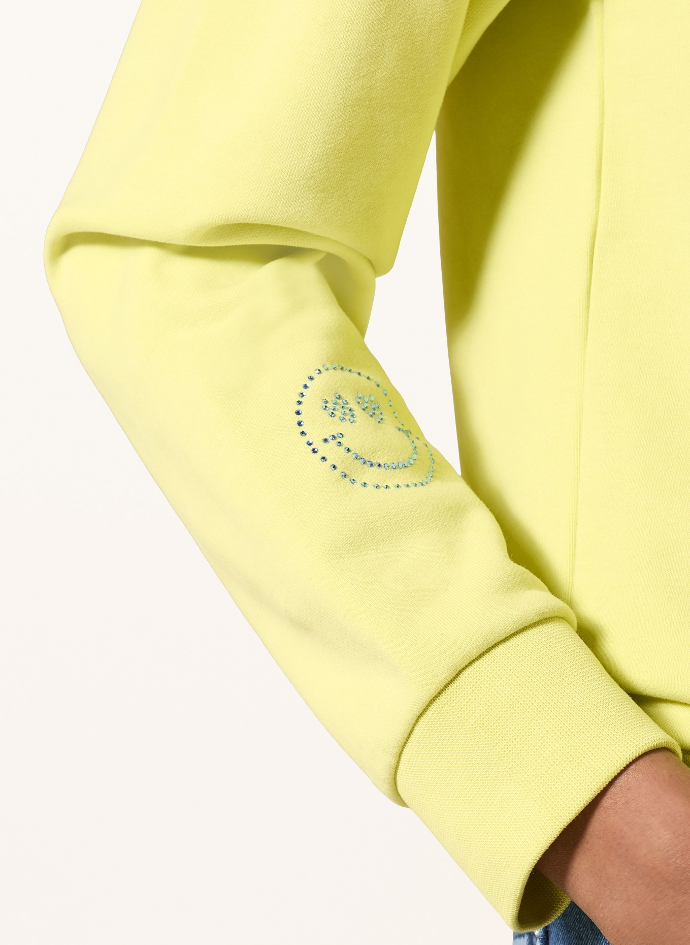 CARTOON Sweatshirt with rhinestones: LIGHT GREEN