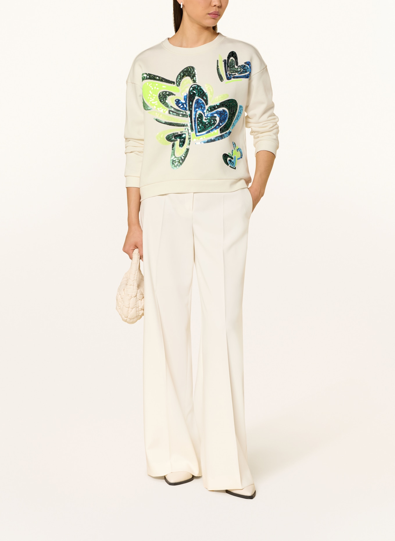 CARTOON Sweatshirt with sequins: ECRU