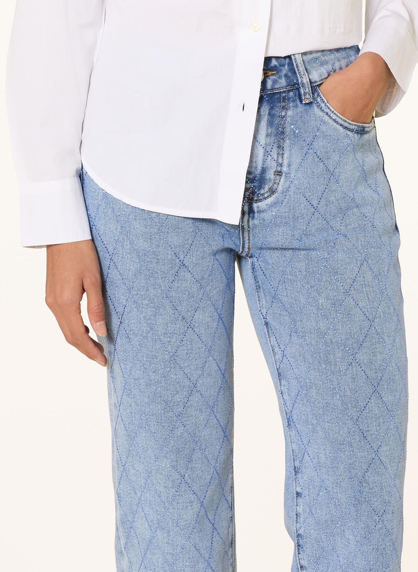 CARTOON Proste dżinsy z kamieniami ozdobnymi: 8618 LIGHT BLUE DENIM