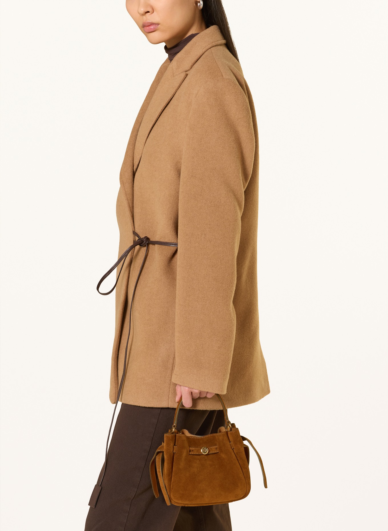 TORY BURCH Tas ROMY MINI: BRUIN / GOUD