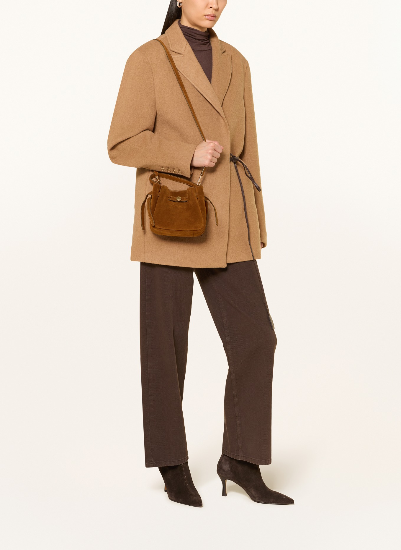 TORY BURCH Tas ROMY MINI: BRUIN / GOUD