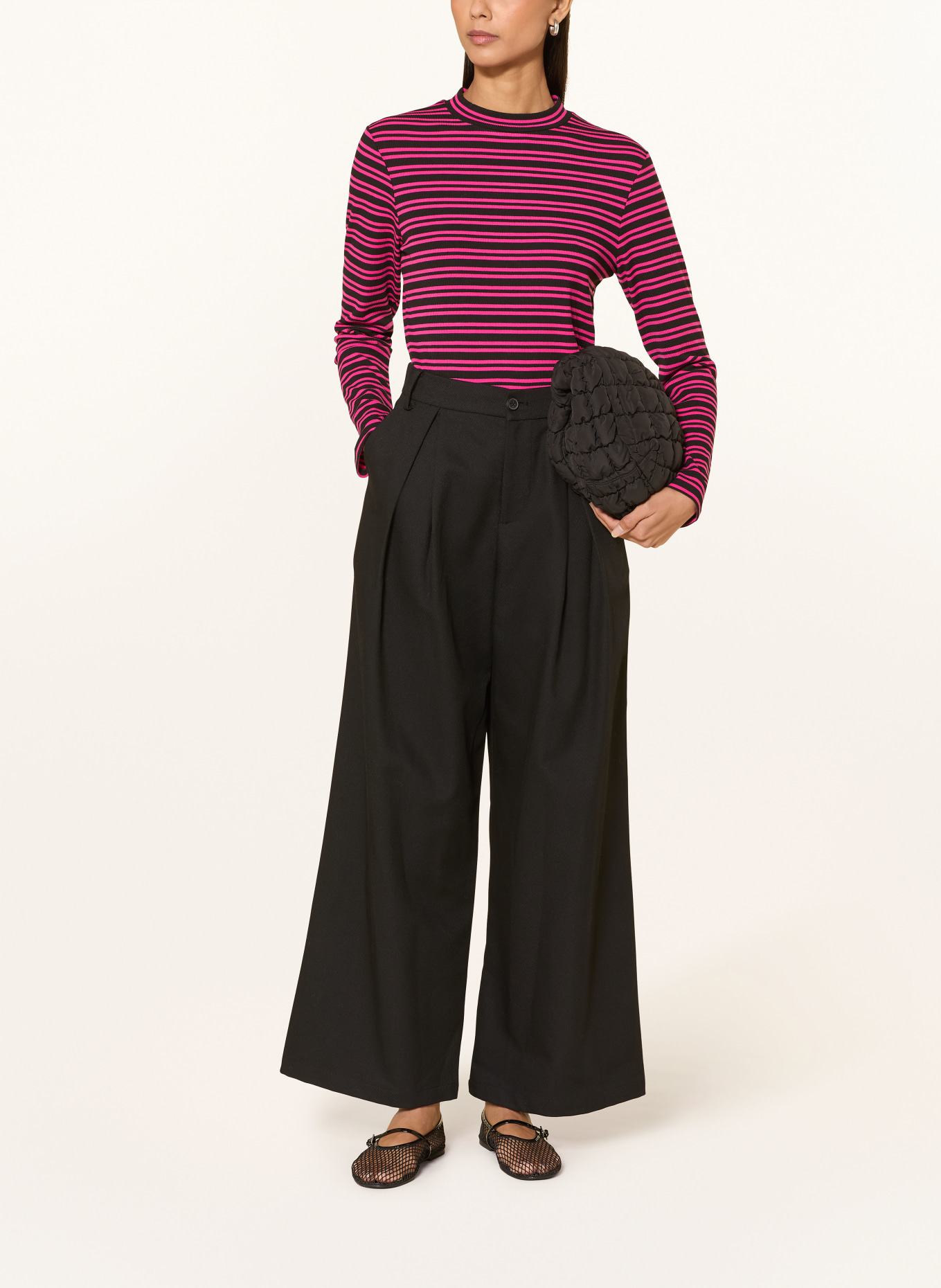 MORE & MORE Long sleeve shirt: NEON PINK / BLACK