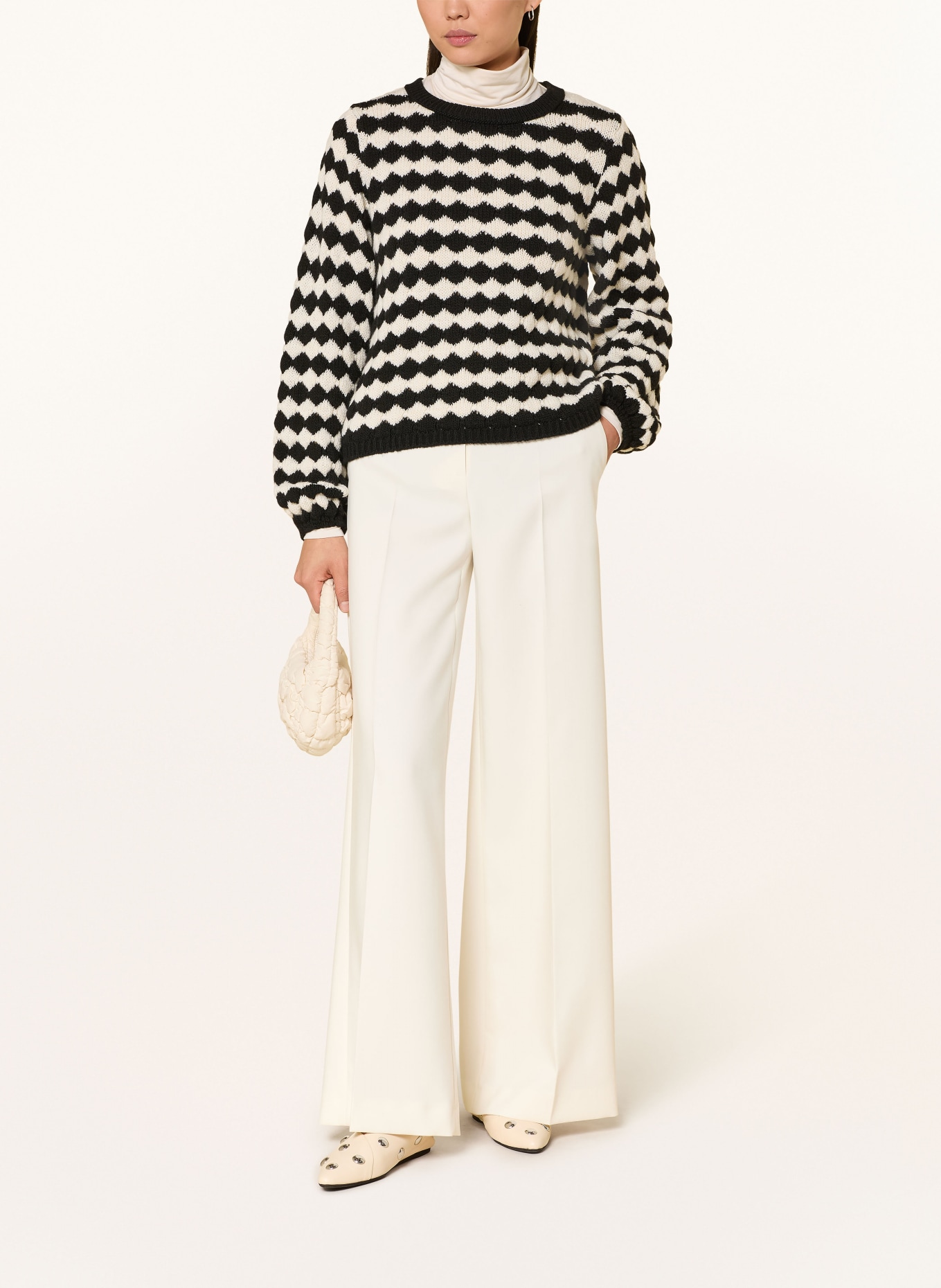 MORE & MORE Pullover: SCHWARZ / WEISS