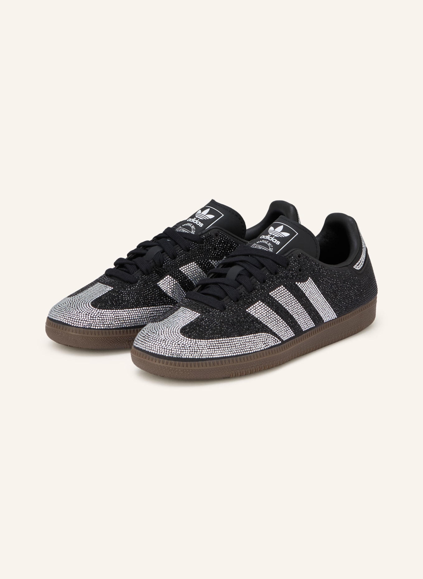 adidas Originals SAMBA OG sneakers with gemstones: BLACK / SILVER / WHITE