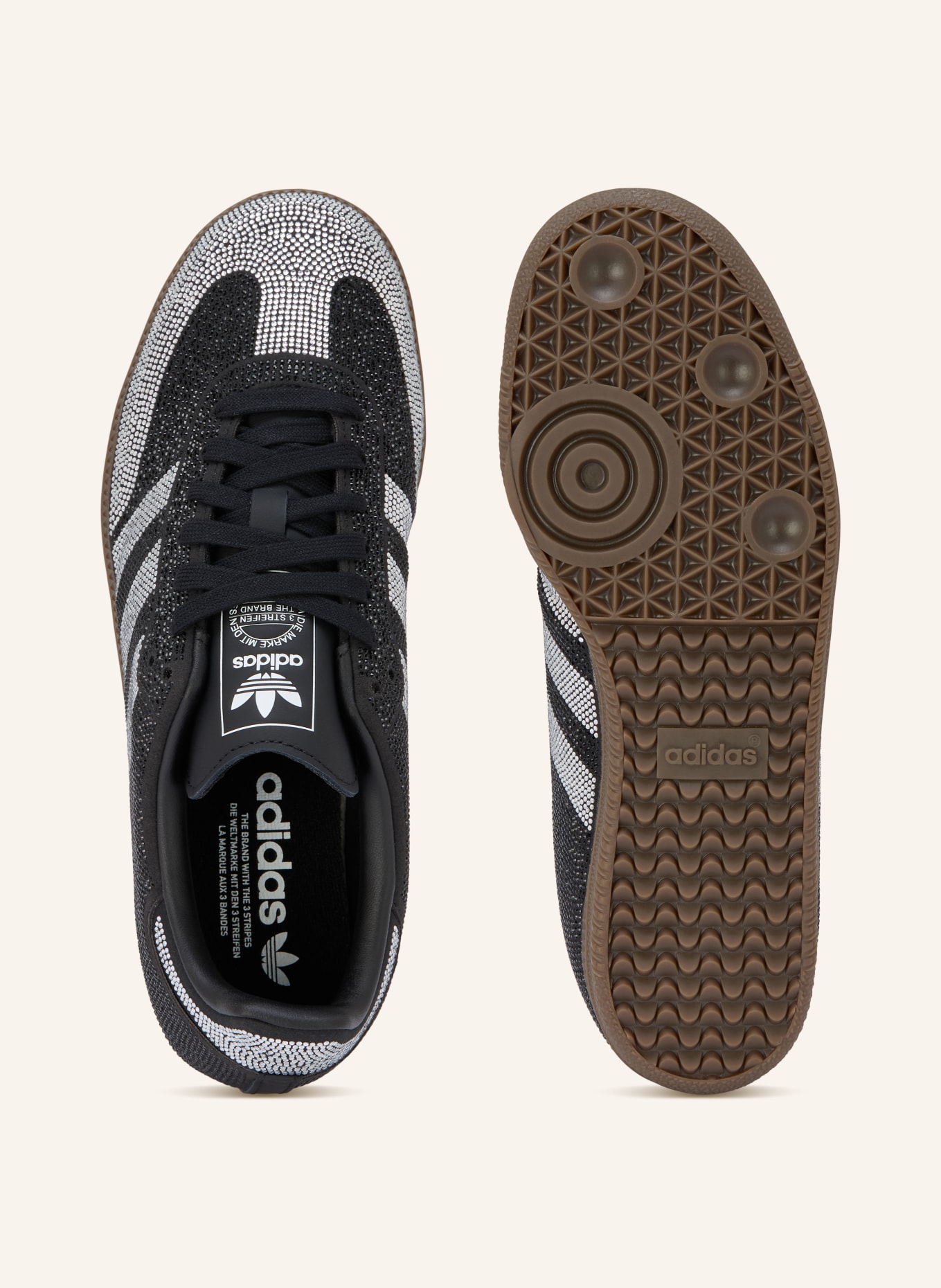 adidas Originals SAMBA OG sneakers with gemstones: BLACK / SILVER / WHITE