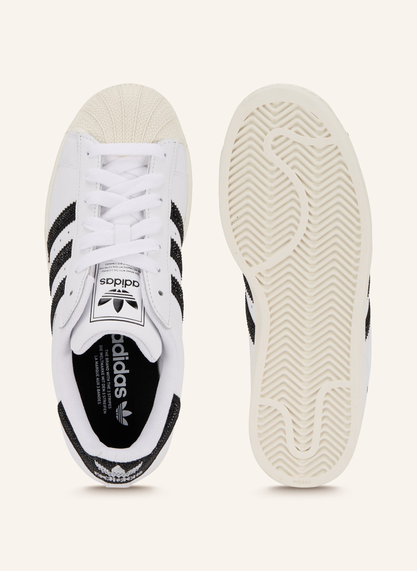 adidas Originals Sneaker SUPERSTAR II mit Schmucksteinen: WEISS / SCHWARZ
