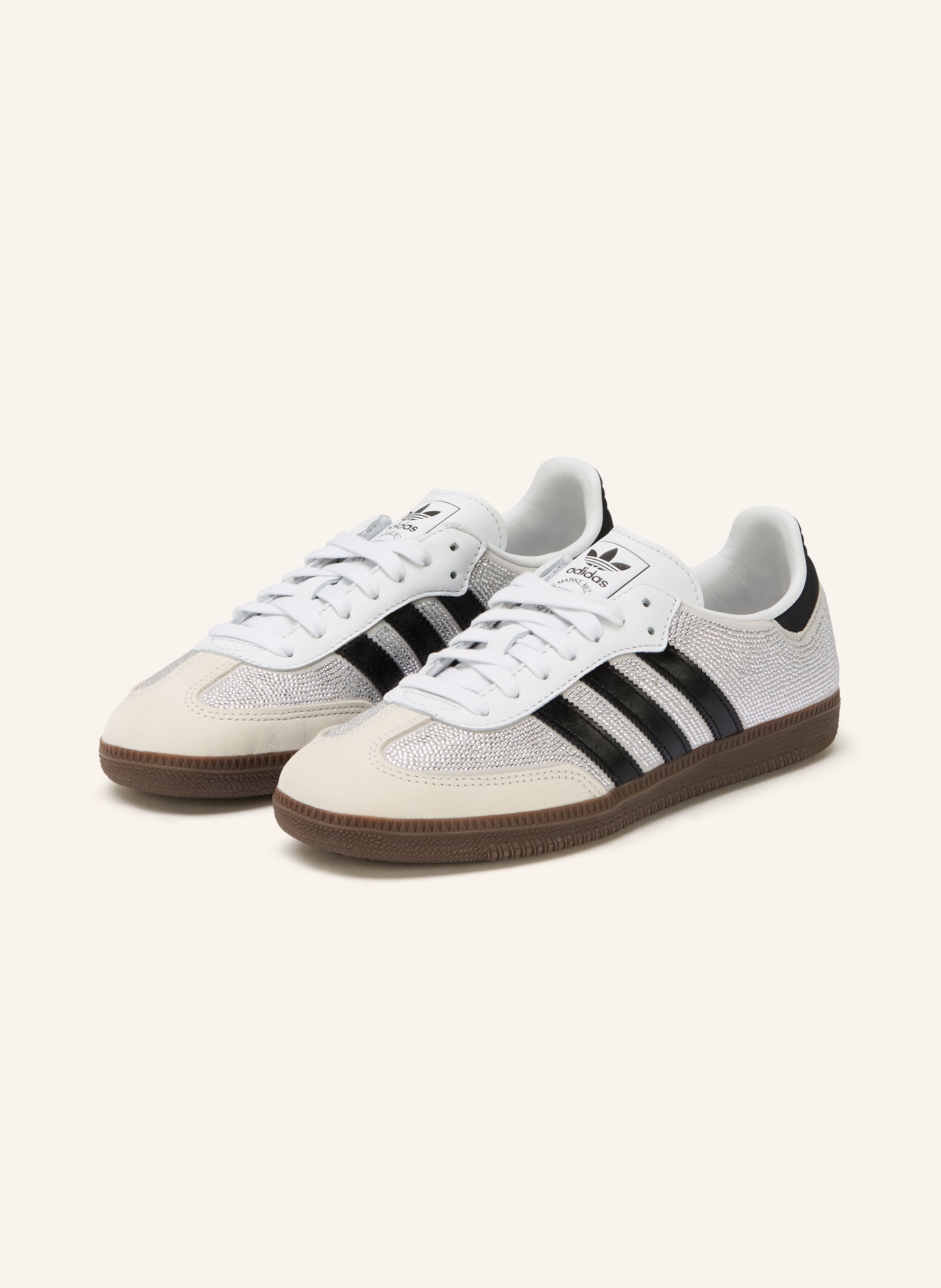adidas Originals SAMBA OG sneakers with gemstones: WHITE / LIGHT GRAY / BLACK