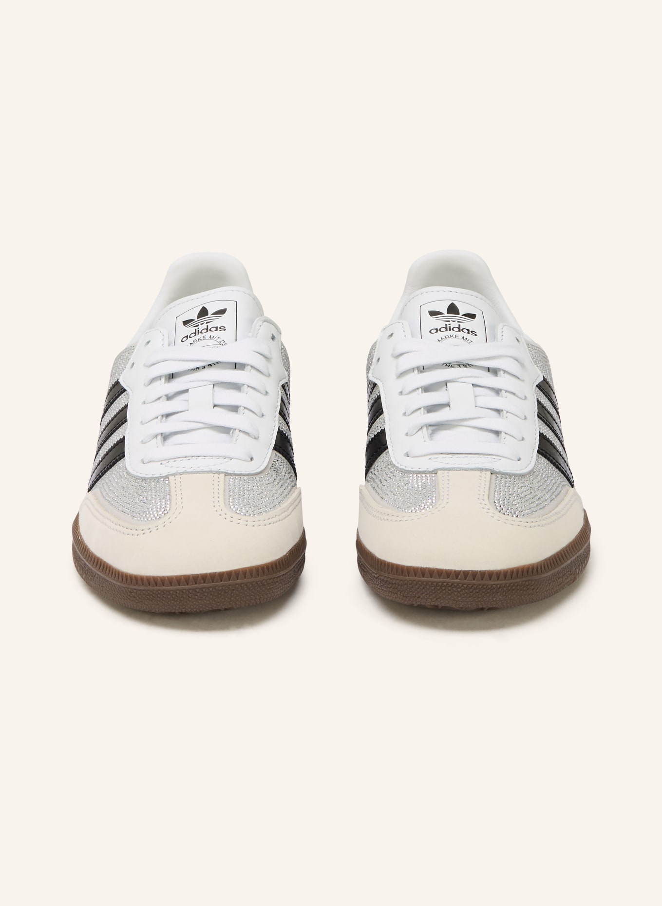 adidas Originals SAMBA OG sneakers with gemstones: WHITE / LIGHT GRAY / BLACK
