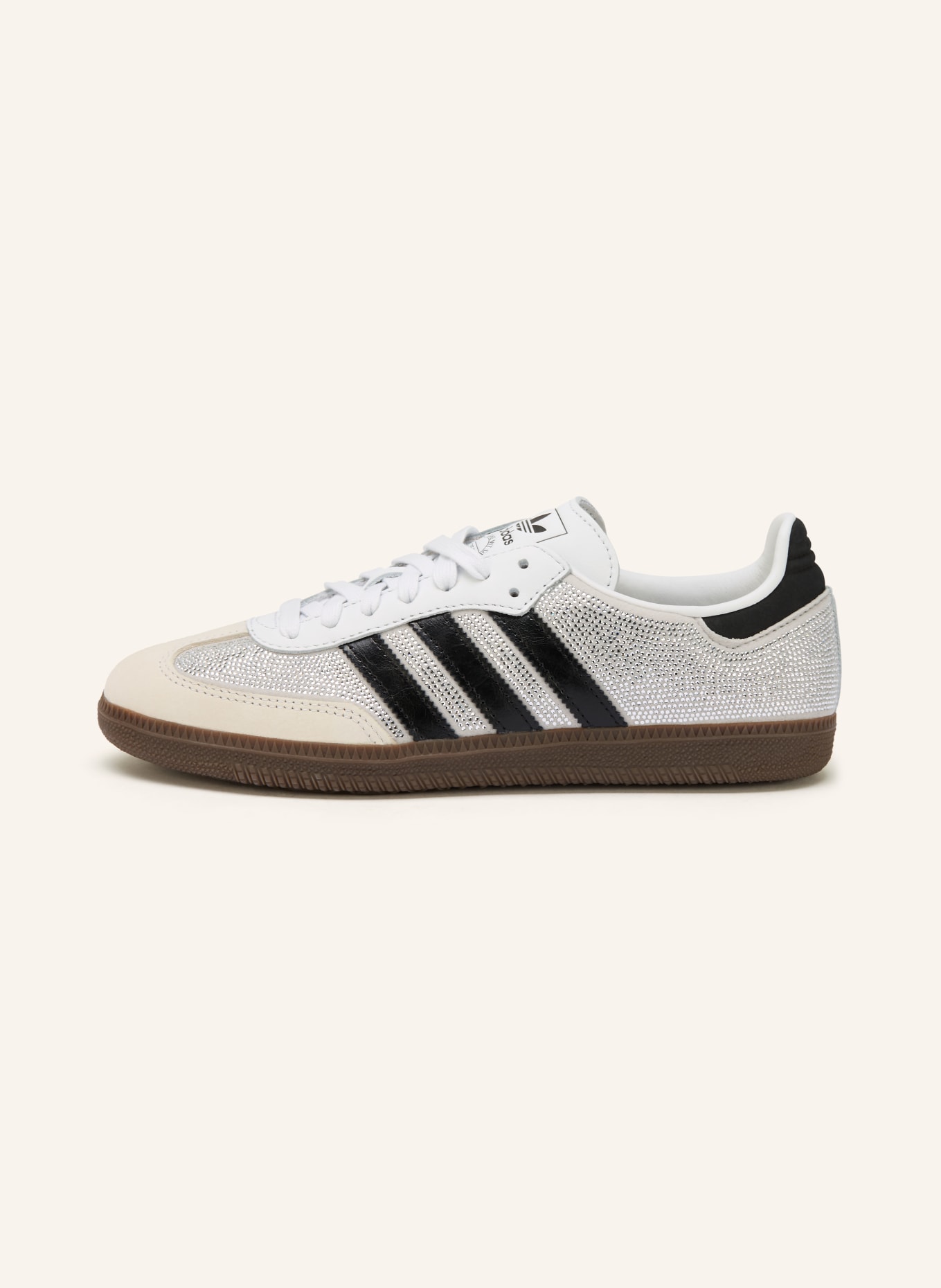adidas Originals SAMBA OG sneakers with gemstones: WHITE / LIGHT GRAY / BLACK