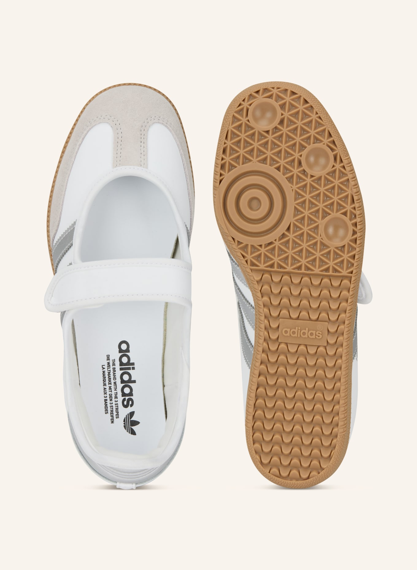 adidas Originals Baleriny Mary Jane SAMBA JANE: BIAŁY / SREBRNY / KONIAKOWY