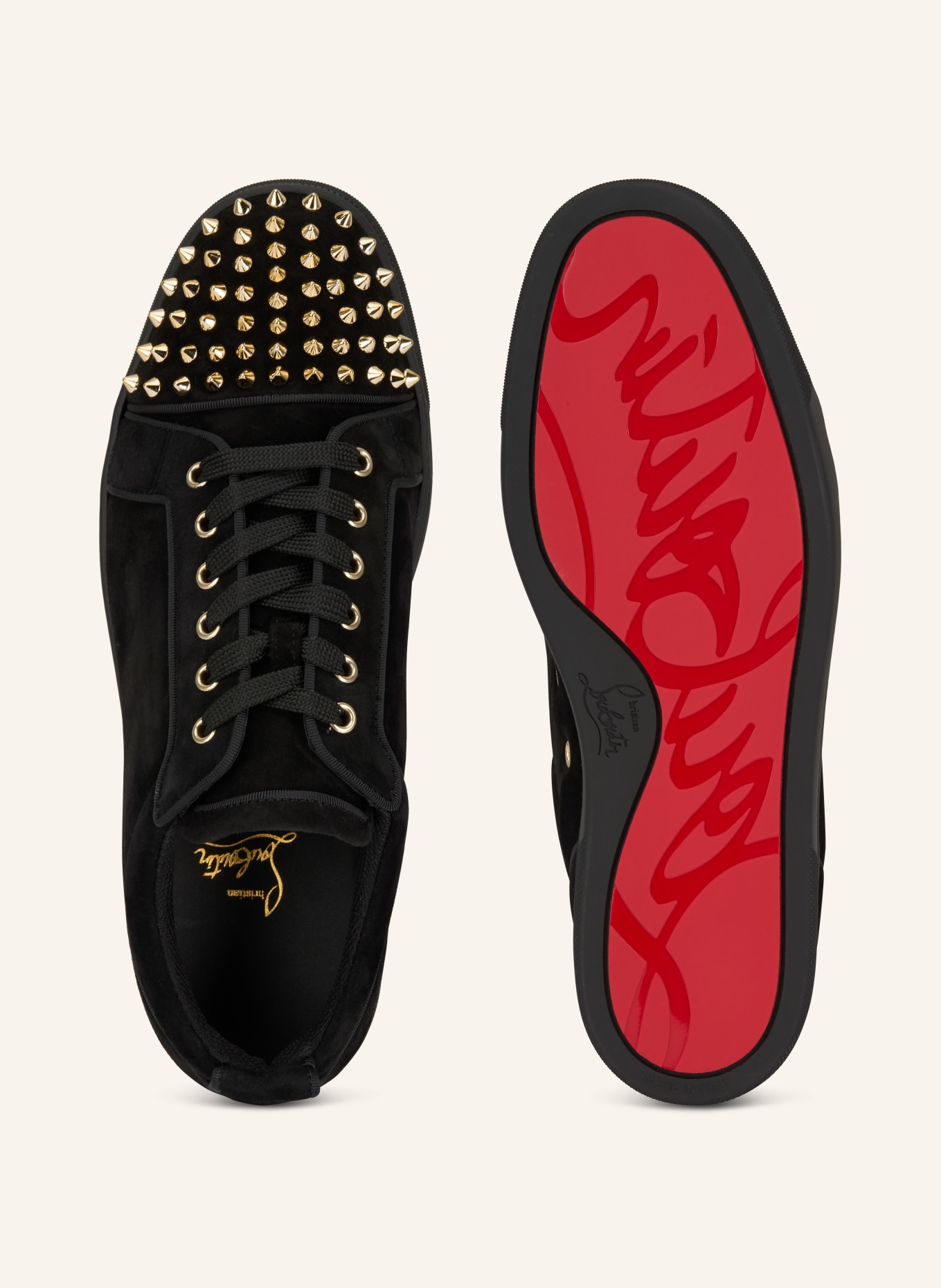 Christian Louboutin Sneaker LOUIS JUNIOR mit Nieten: SCHWARZ / GOLD