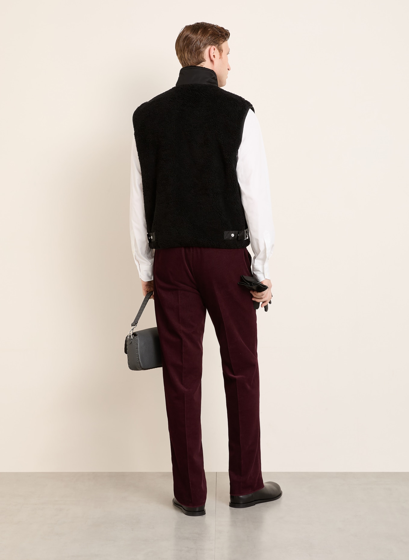 FENDI Kamizelka z futerkiem pluszowym: CZARNY