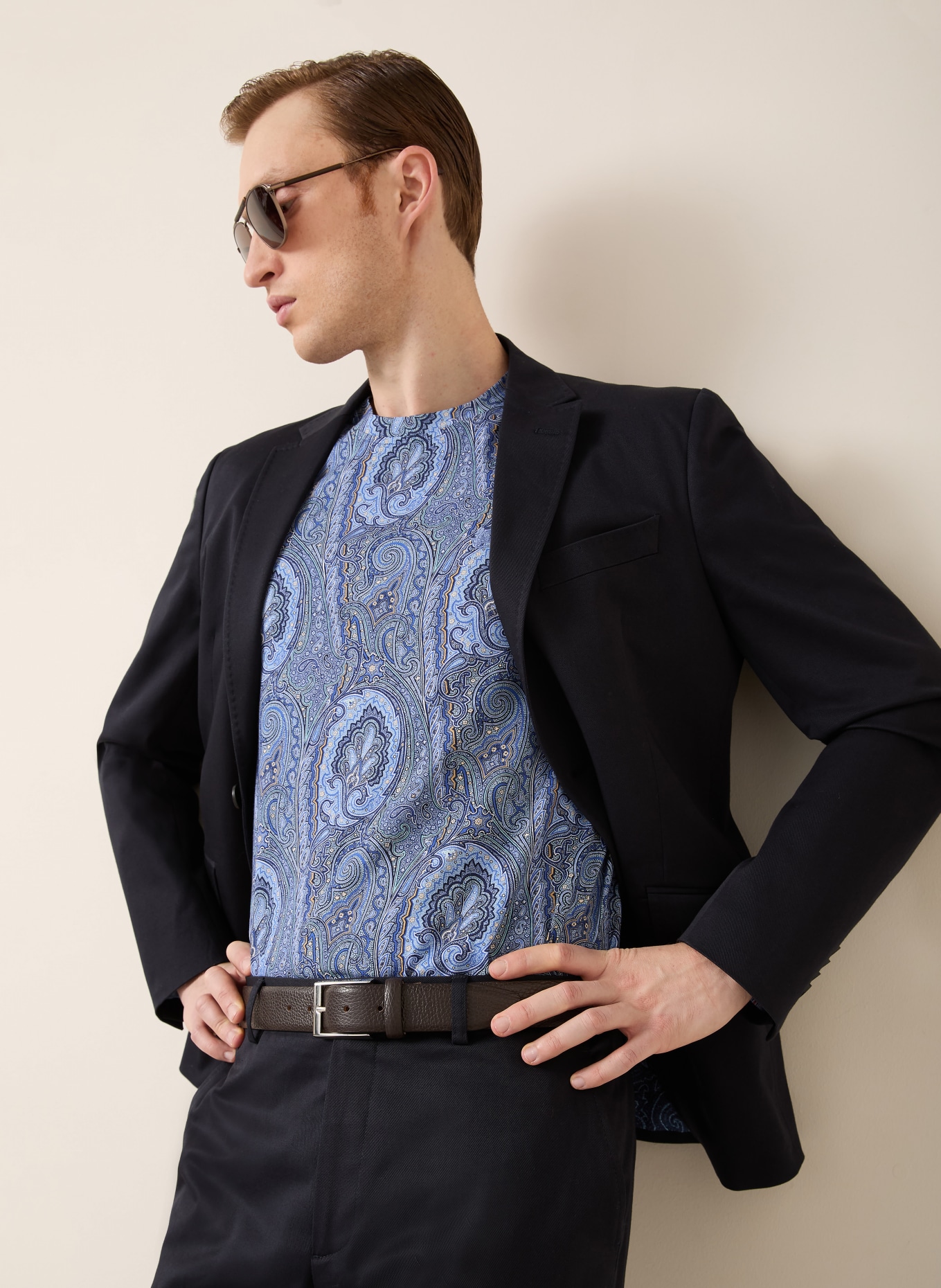 ETRO T-Shirt ROMA: BLAU / HELLBLAU